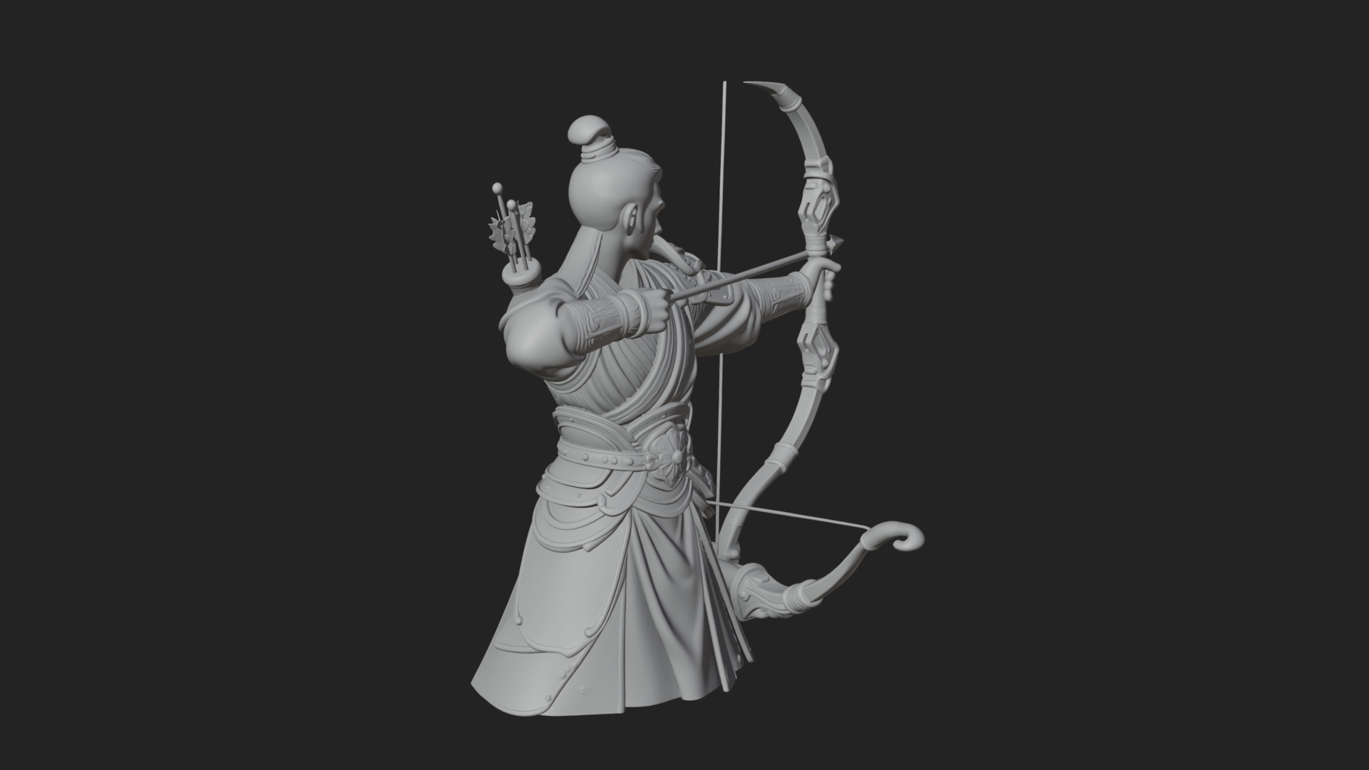 Armored Chinese Archer Statue Design 5 3D Print Model 3D Model