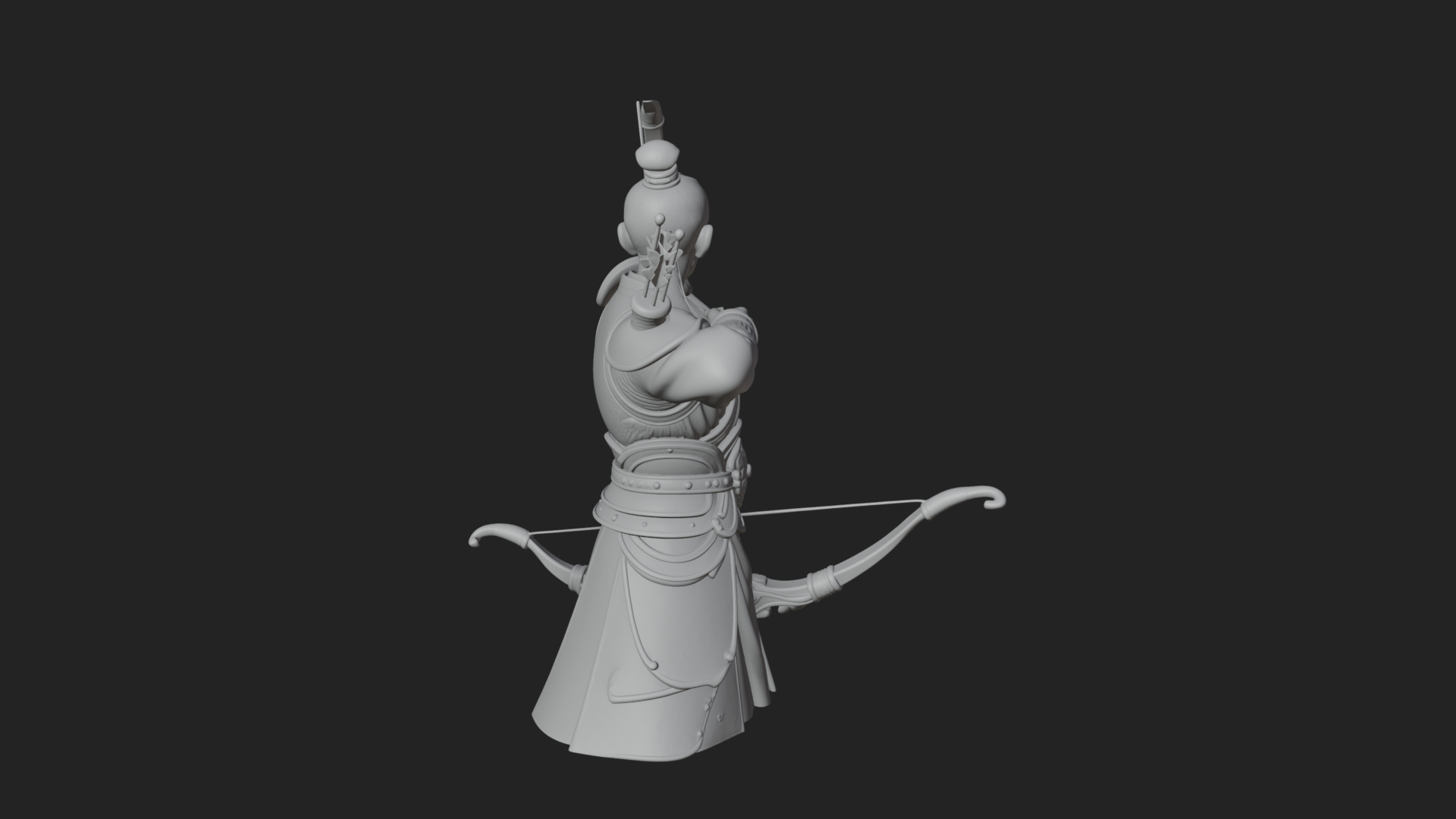 Armored Chinese Archer Statue Design 5 3D Print Model 3D Model