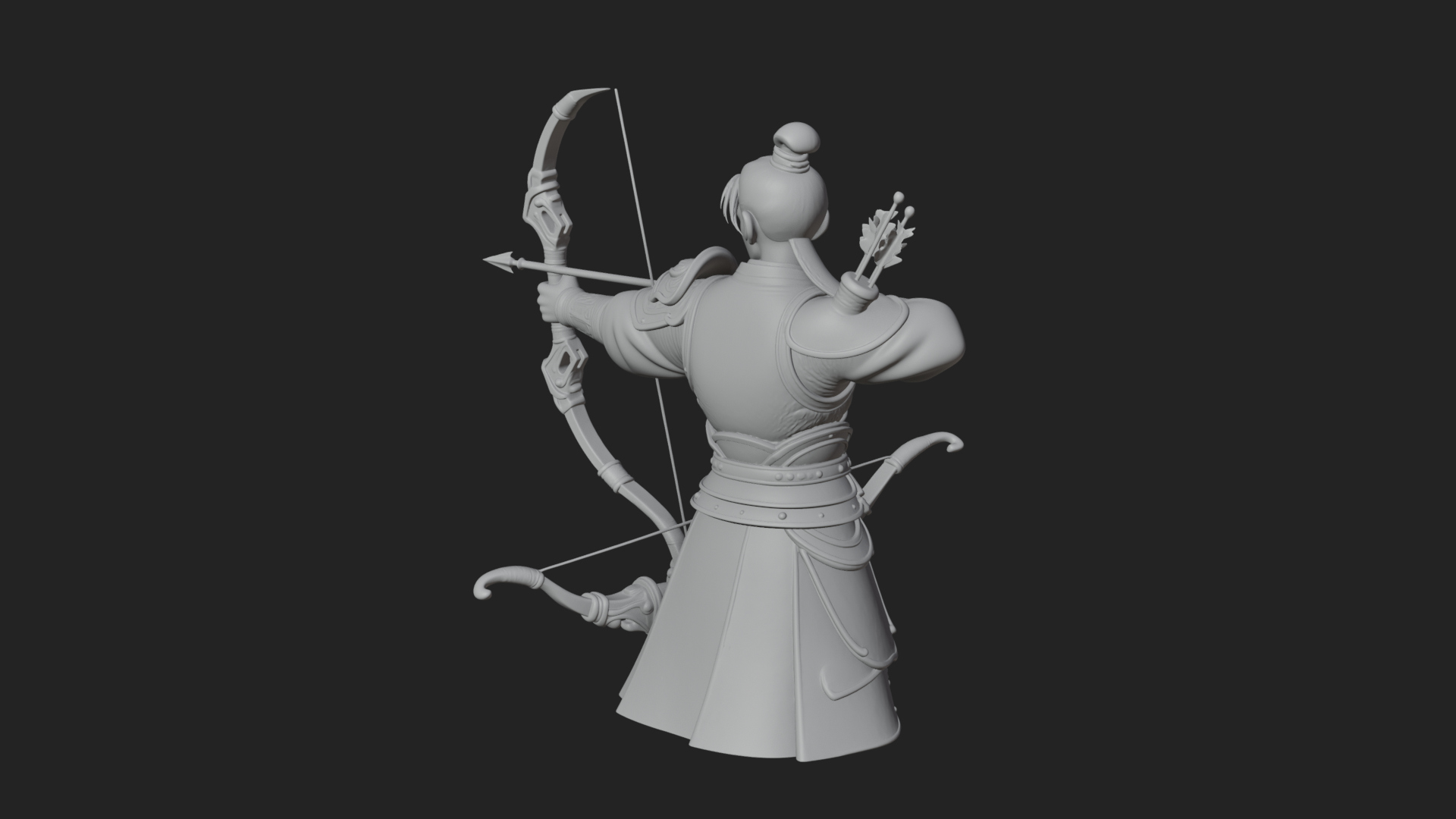 Armored Chinese Archer Statue Design 5 3D Print Model 3D Model