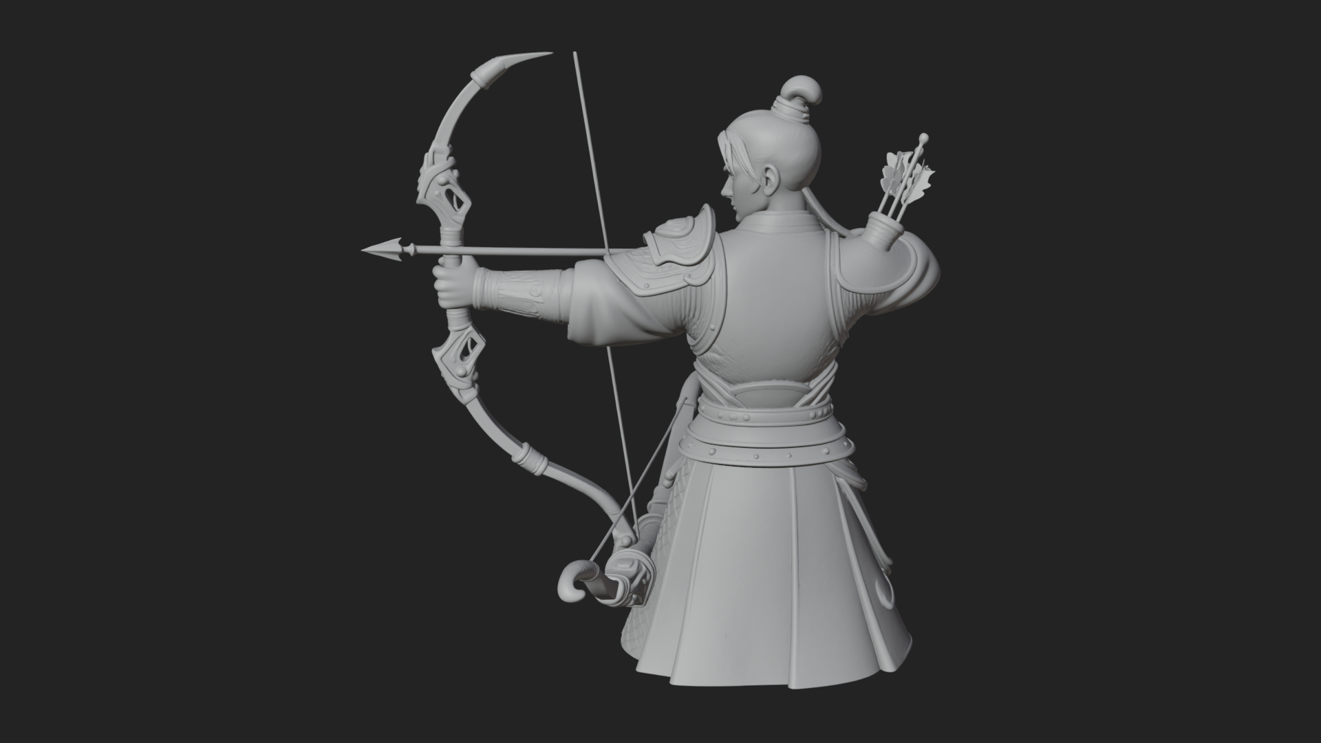 Armored Chinese Archer Statue Design 5 3D Print Model 3D Model