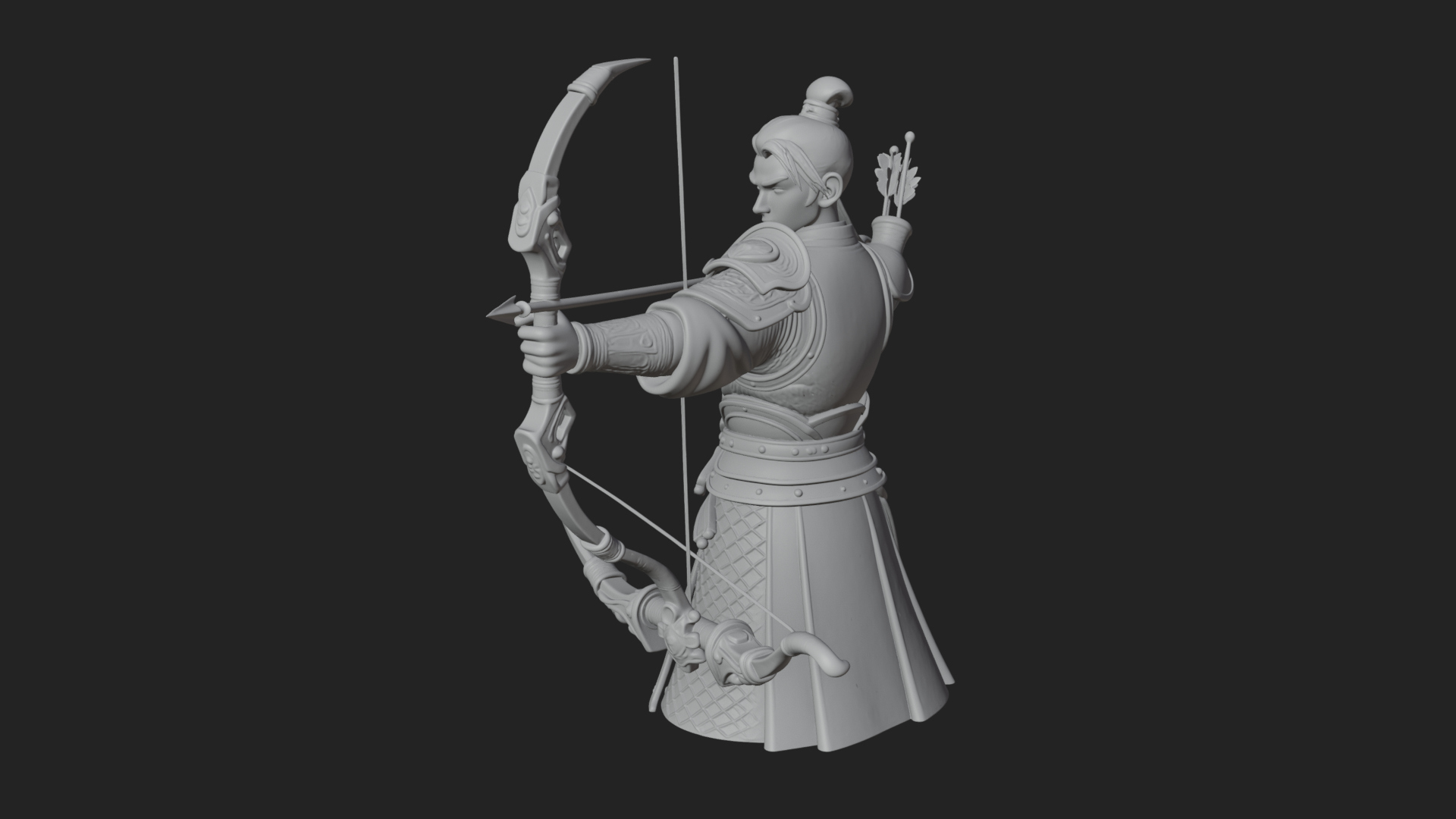 Armored Chinese Archer Statue Design 5 3D Print Model 3D Model