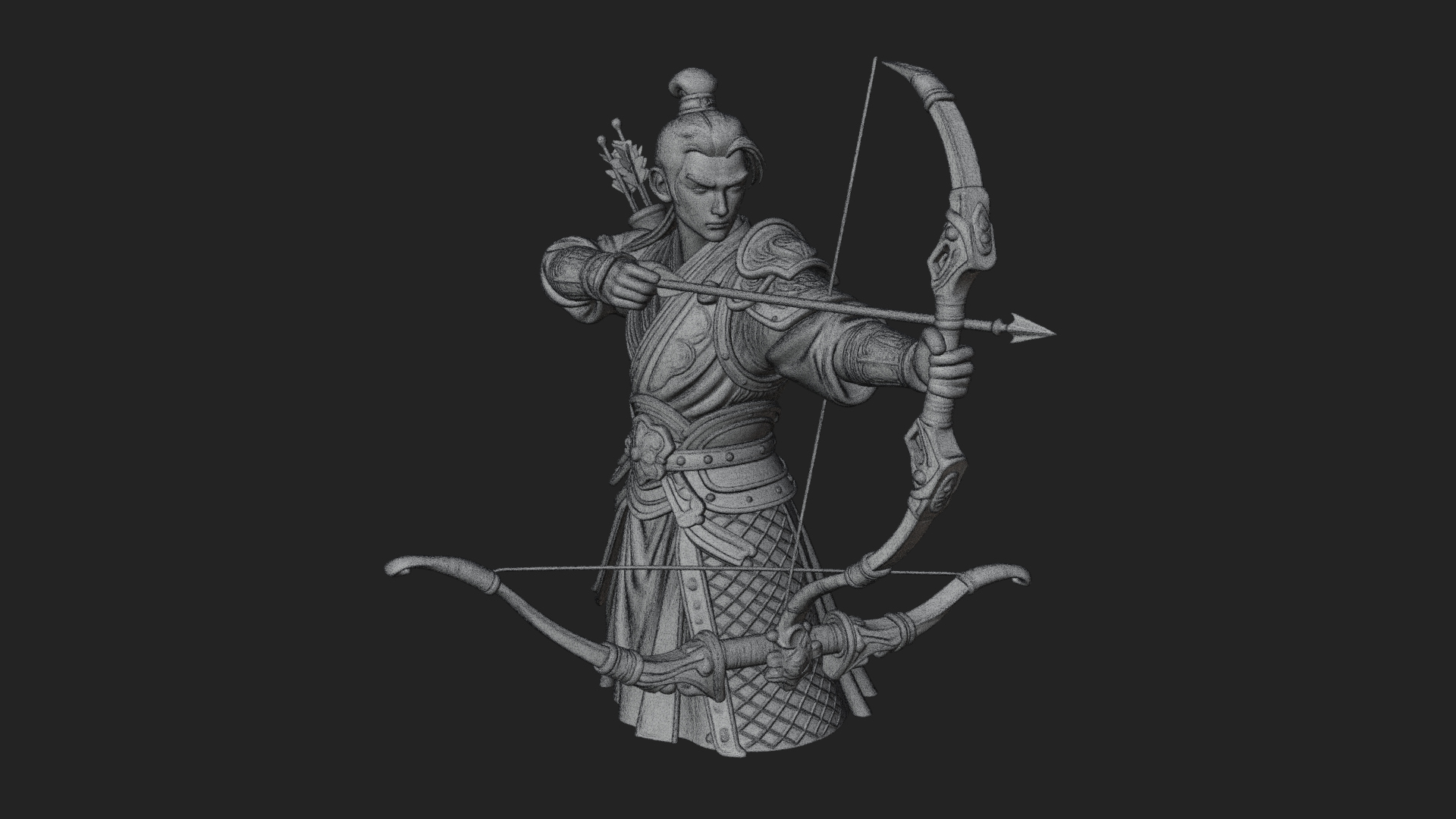 Armored Chinese Archer Statue Design 5 3D Print Model 3D Model