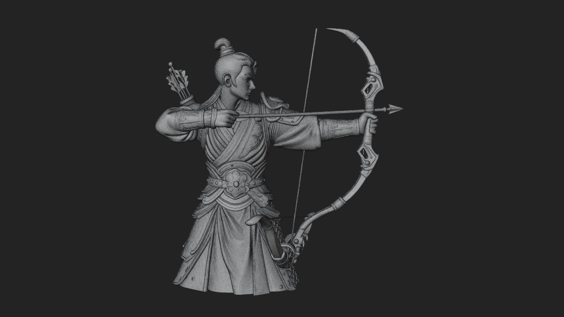 Armored Chinese Archer Statue Design 5 3D Print Model 3D Model