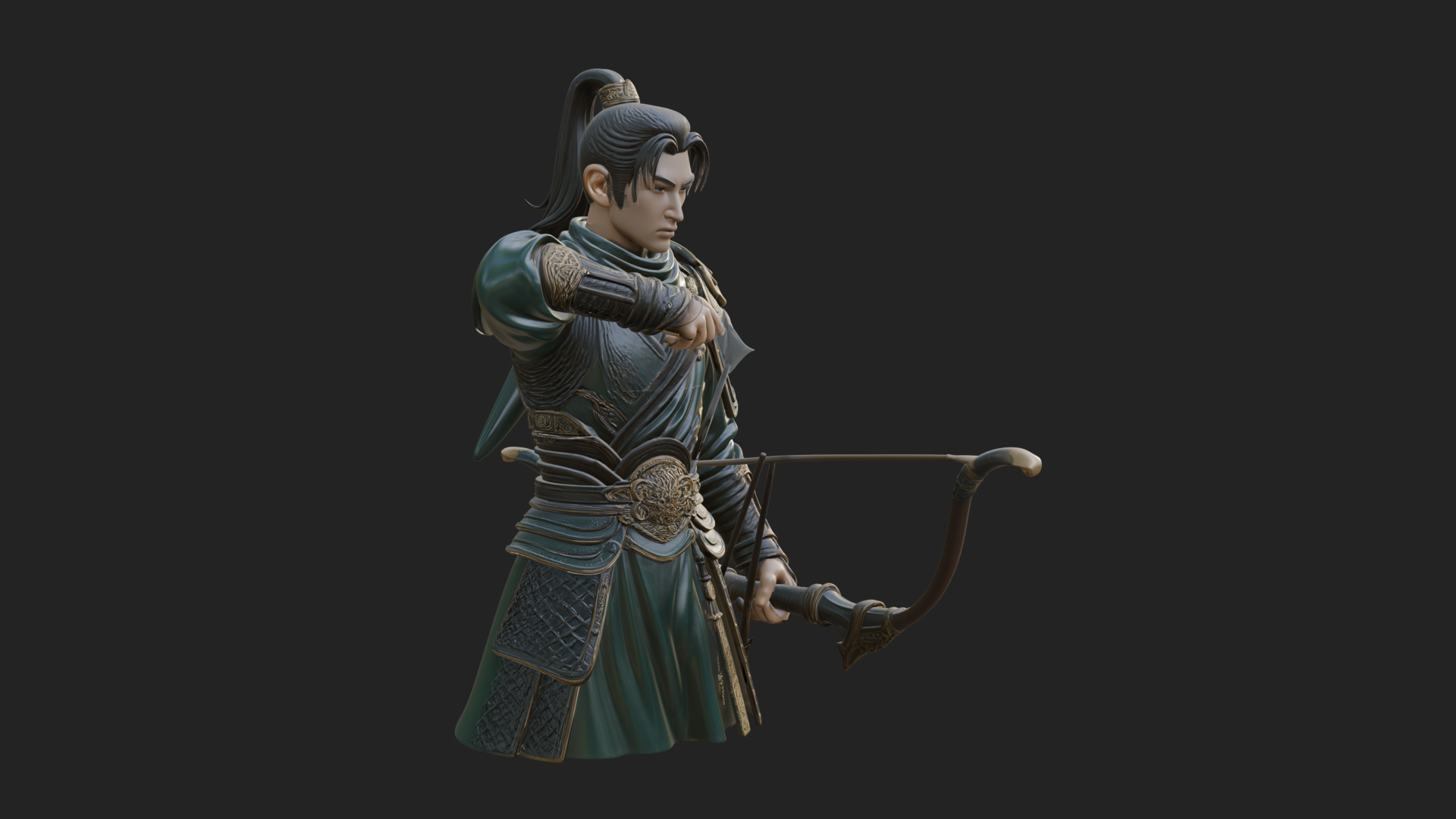 Armored Chinese Archer Statue Design 6 3D Print Model 3D Model