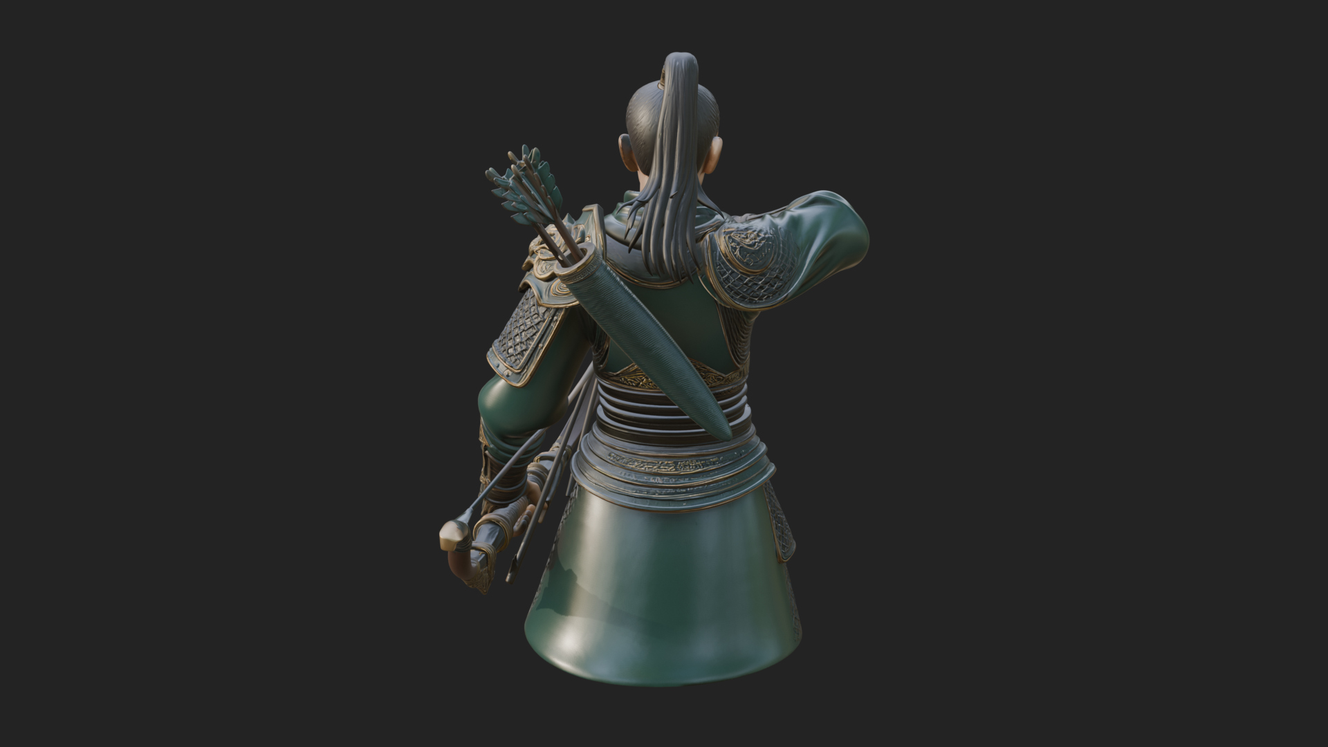 Armored Chinese Archer Statue Design 6 3D Print Model 3D Model