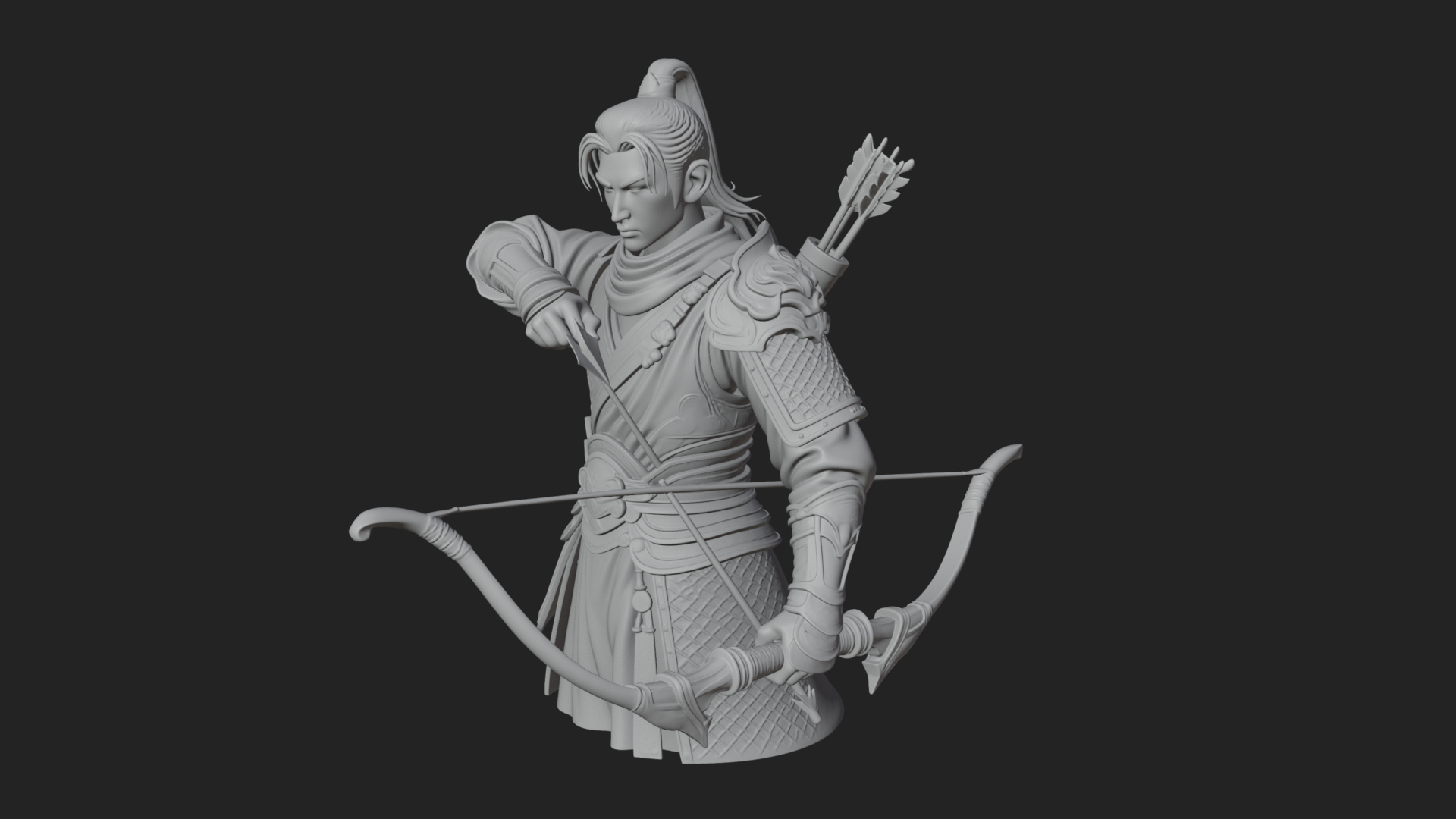 Armored Chinese Archer Statue Design 6 3D Print Model 3D Model