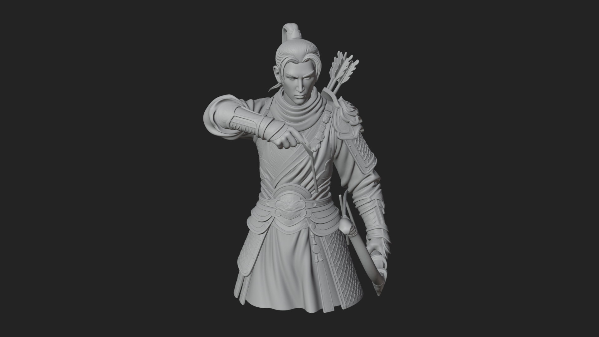 Armored Chinese Archer Statue Design 6 3D Print Model 3D Model