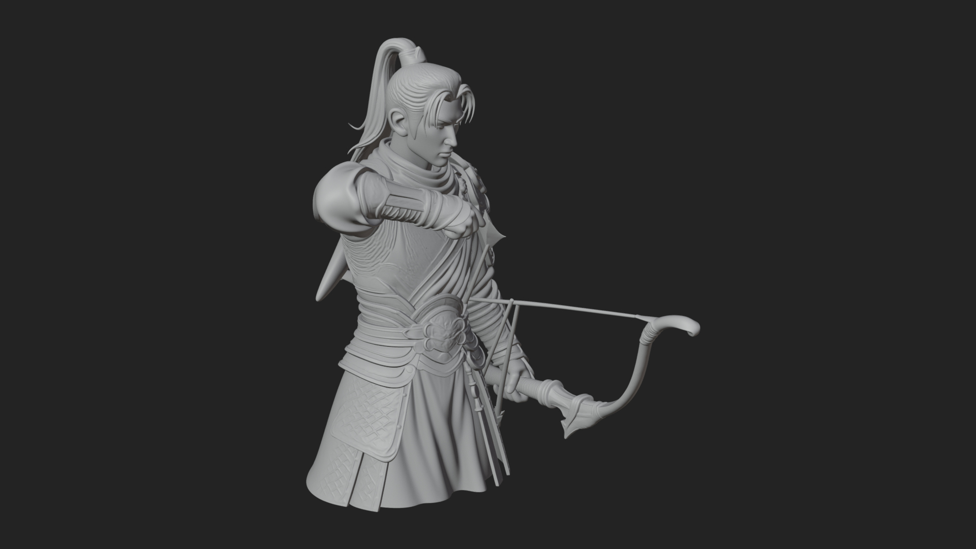 Armored Chinese Archer Statue Design 6 3D Print Model 3D Model
