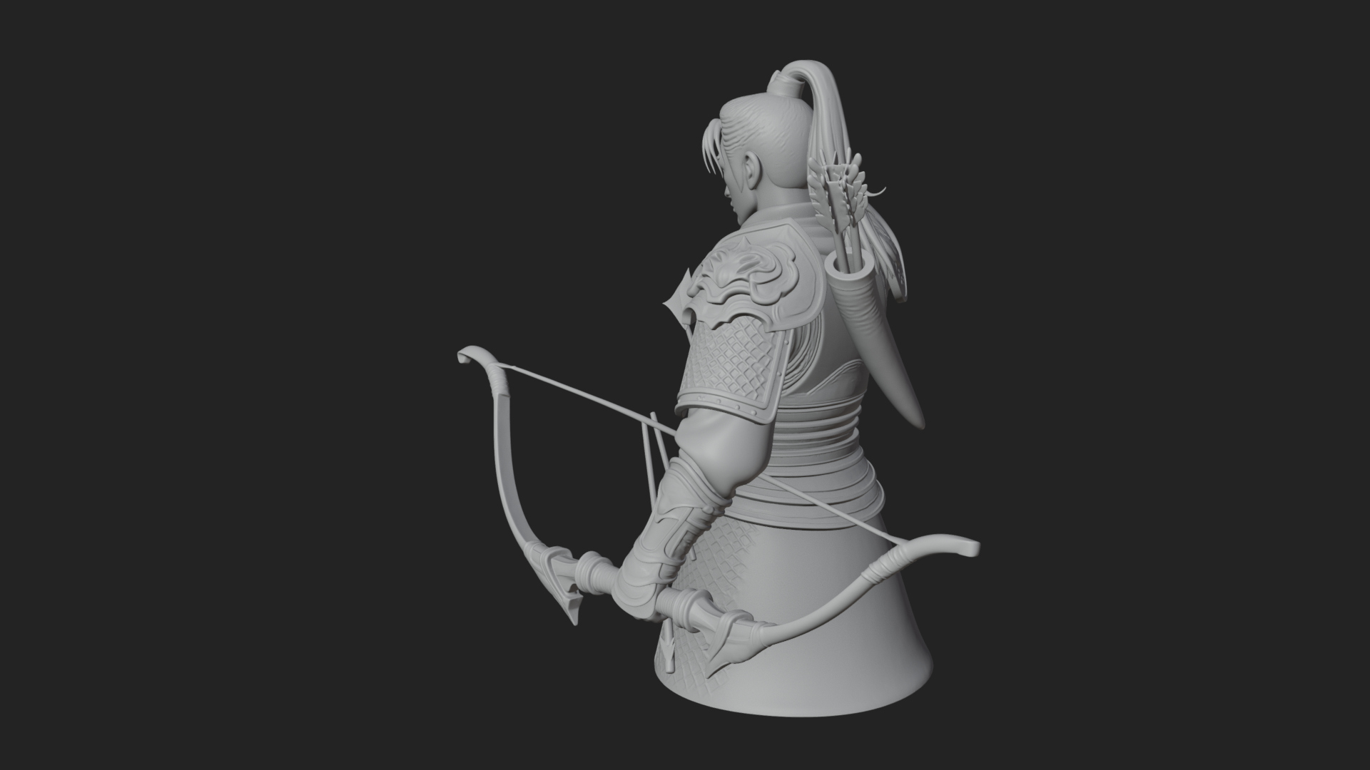 Armored Chinese Archer Statue Design 6 3D Print Model 3D Model