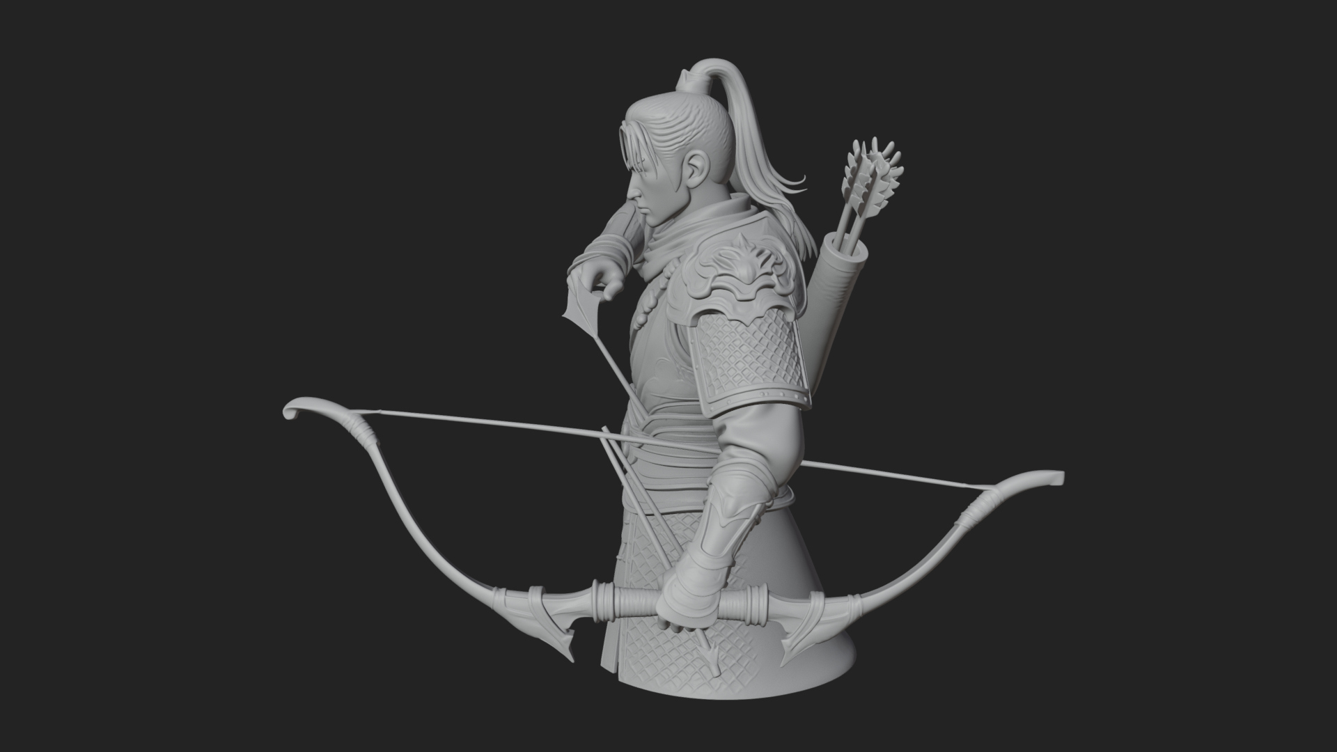 Armored Chinese Archer Statue Design 6 3D Print Model 3D Model
