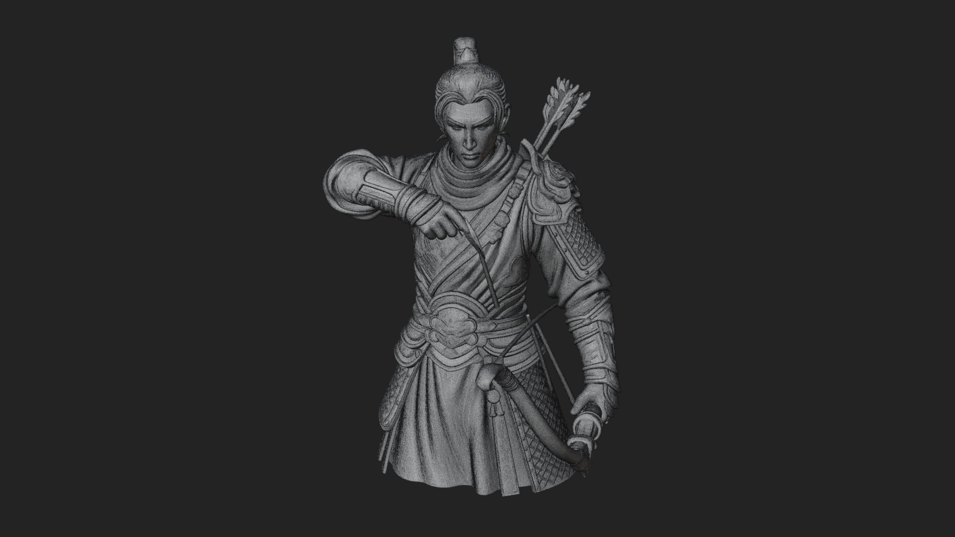 Armored Chinese Archer Statue Design 6 3D Print Model 3D Model