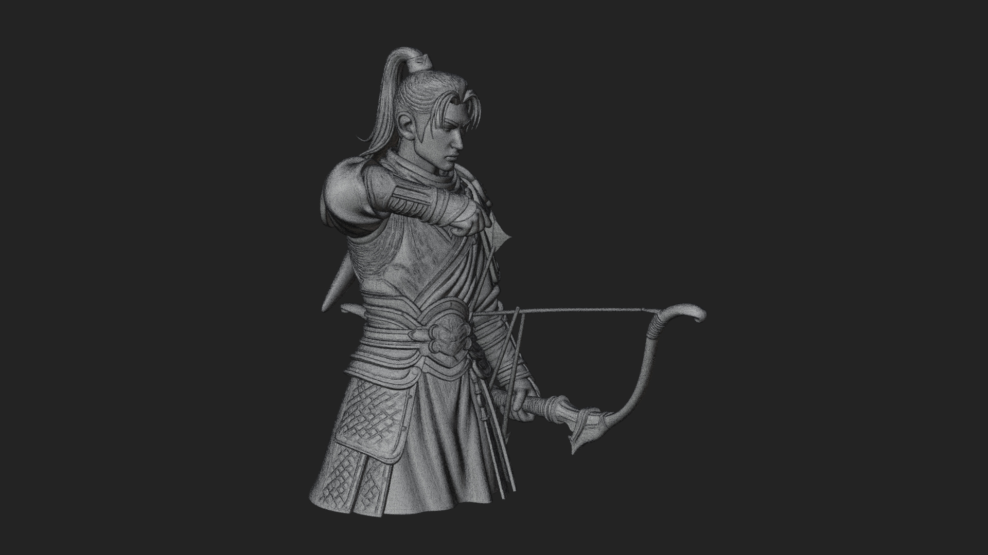 Armored Chinese Archer Statue Design 6 3D Print Model 3D Model
