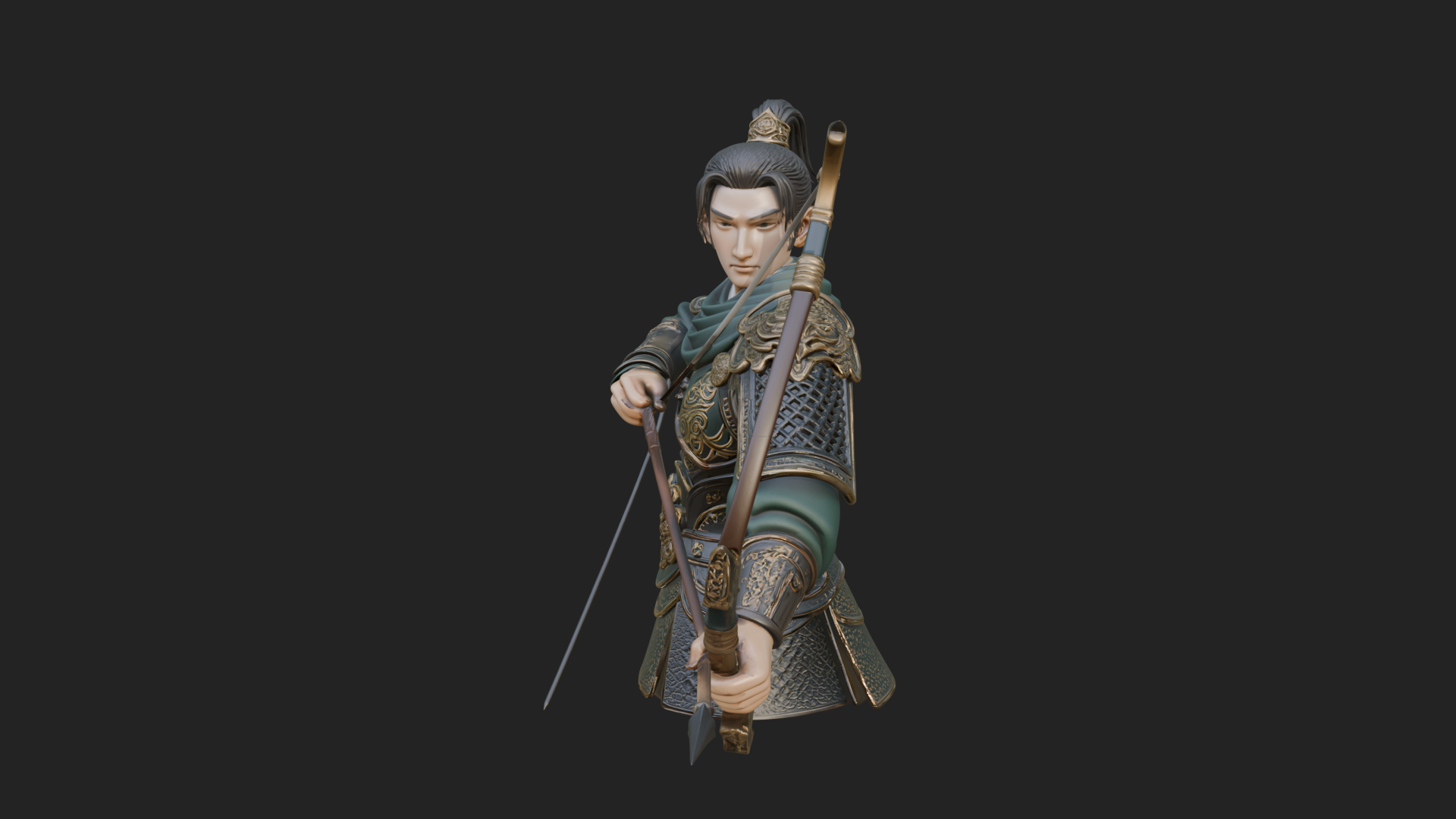 Armored Chinese Archer Statue Design 7 3D Print Model 3D Model