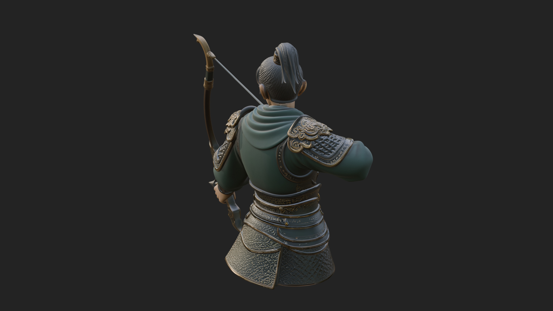Armored Chinese Archer Statue Design 7 3D Print Model 3D Model
