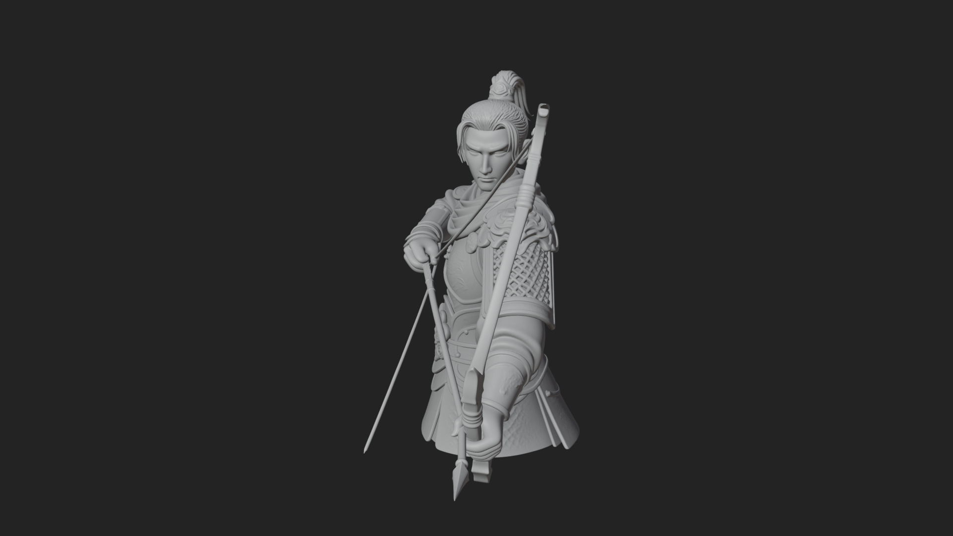 Armored Chinese Archer Statue Design 7 3D Print Model 3D Model