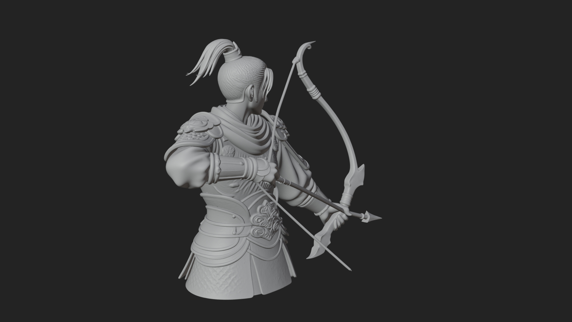 Armored Chinese Archer Statue Design 7 3D Print Model 3D Model