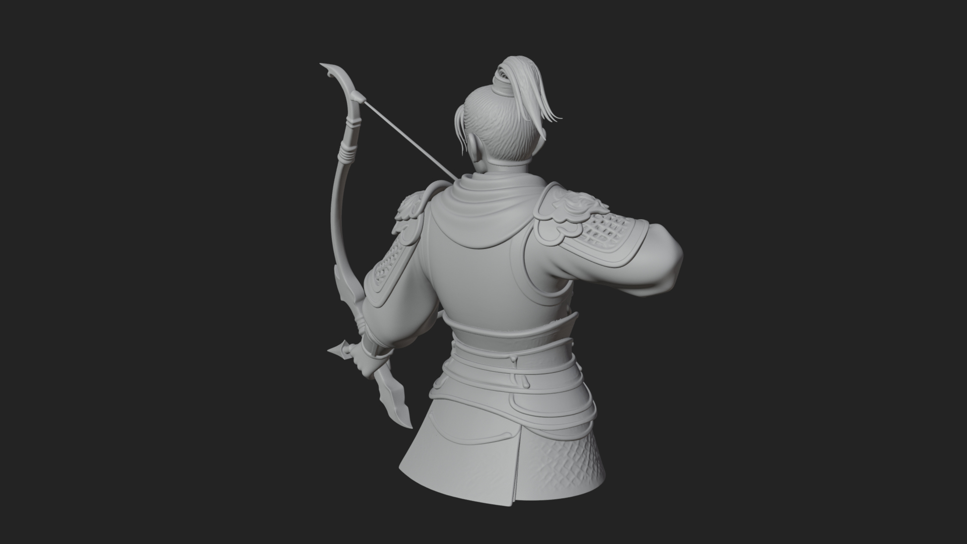 Armored Chinese Archer Statue Design 7 3D Print Model 3D Model