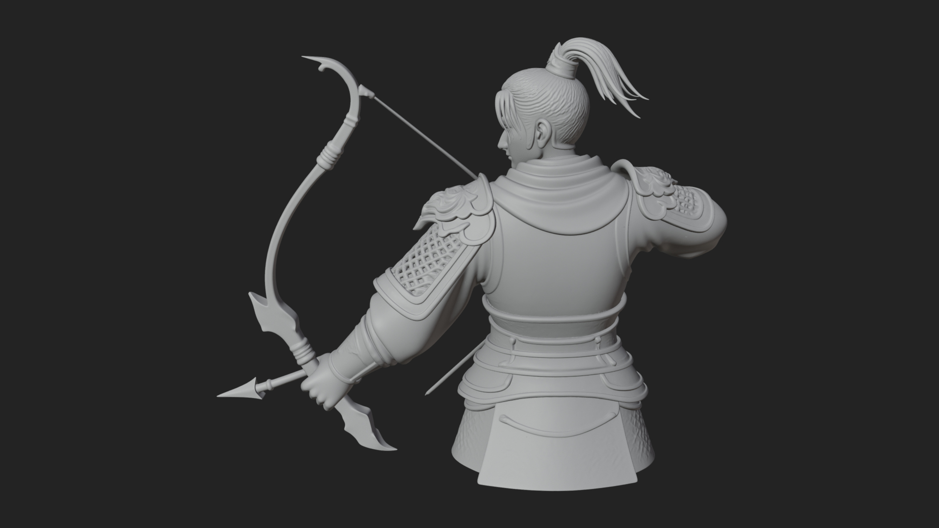 Armored Chinese Archer Statue Design 7 3D Print Model 3D Model