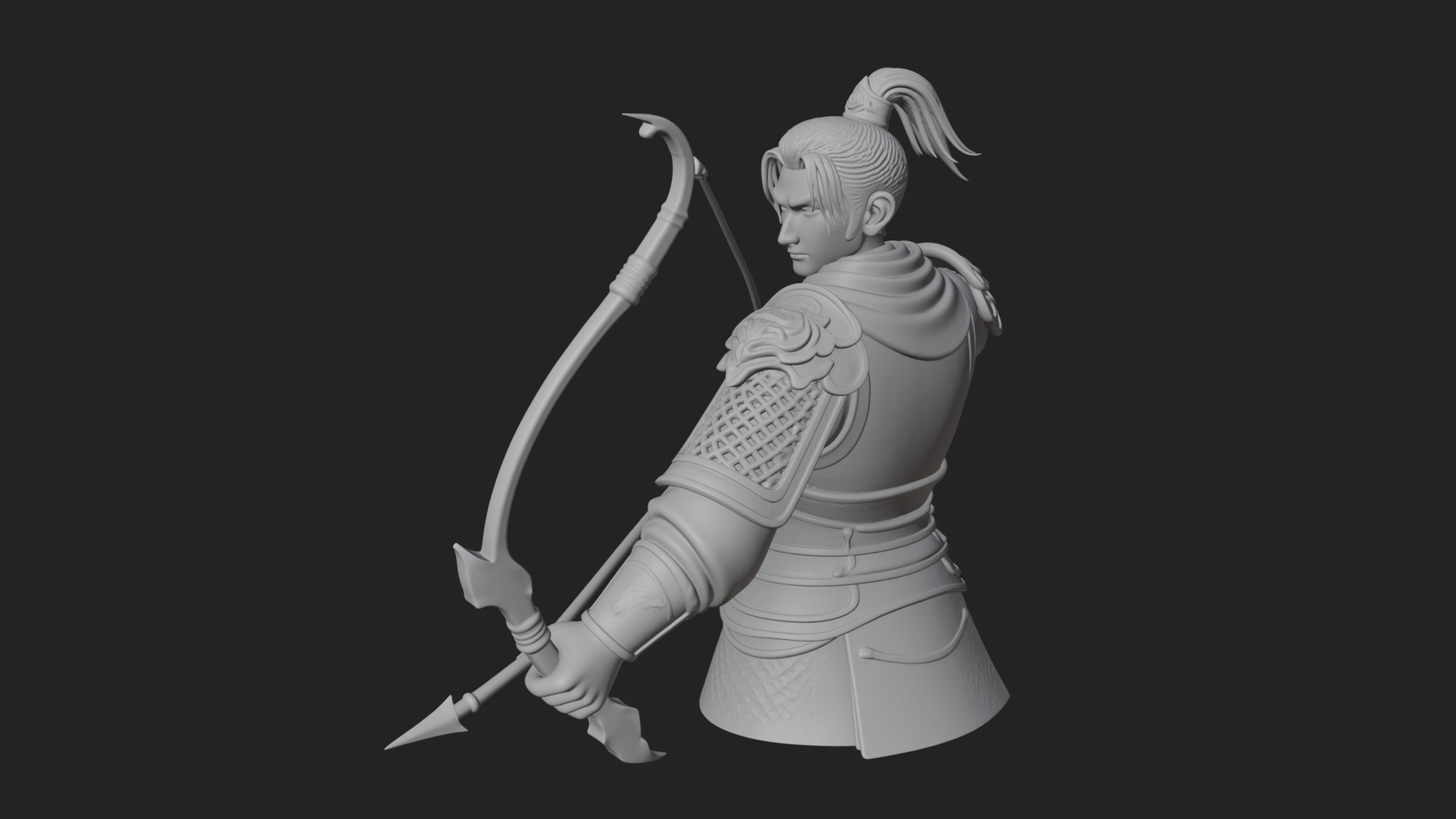 Armored Chinese Archer Statue Design 7 3D Print Model 3D Model