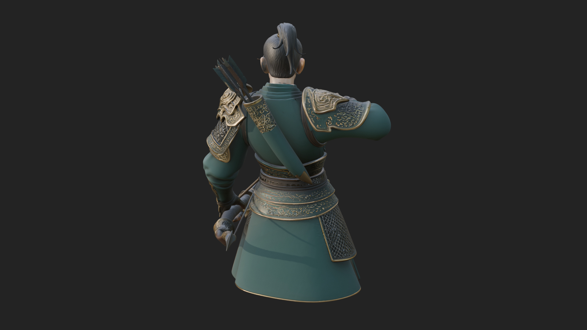 Armored Chinese Archer Statue Design 8 3D Print Model 3D Model