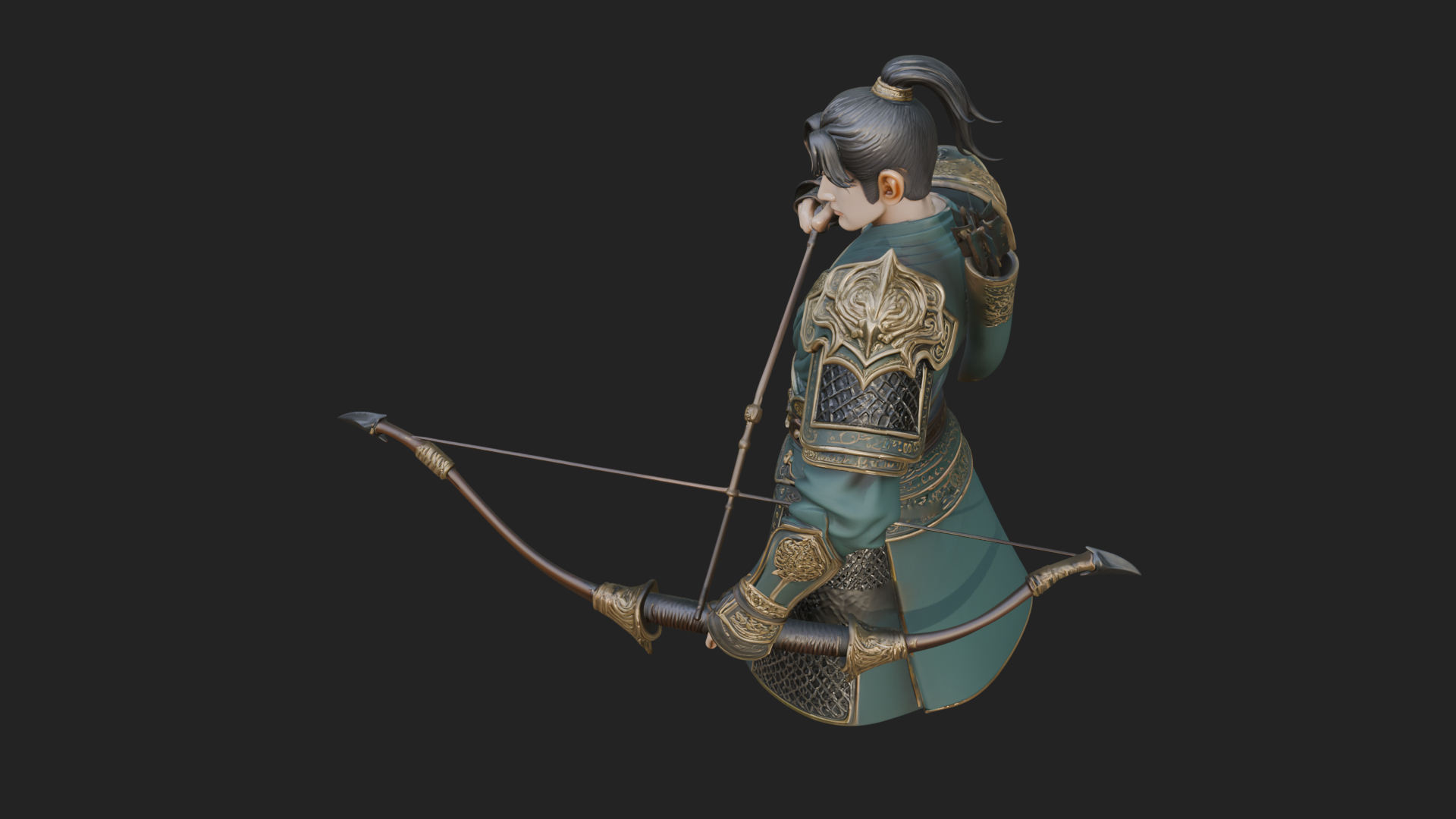 Armored Chinese Archer Statue Design 8 3D Print Model 3D Model