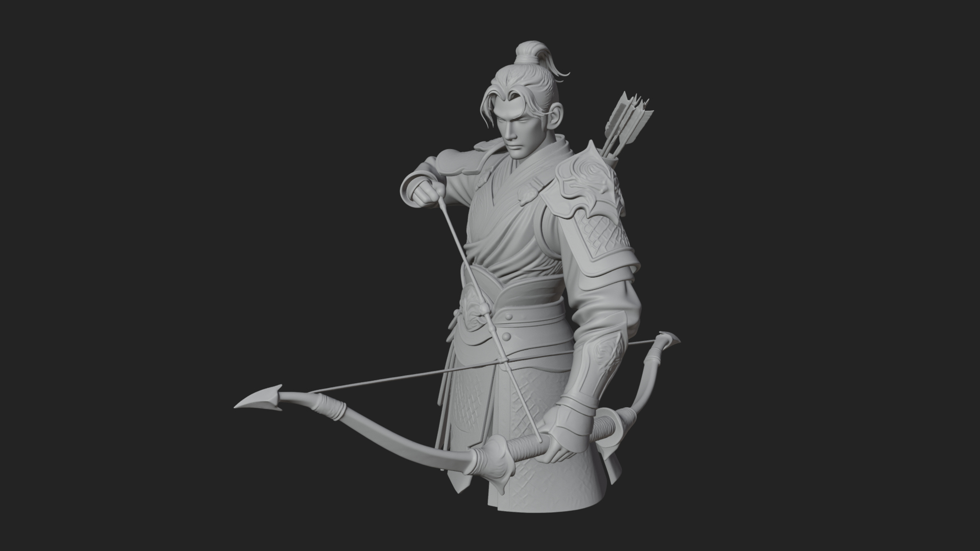 Armored Chinese Archer Statue Design 8 3D Print Model 3D Model