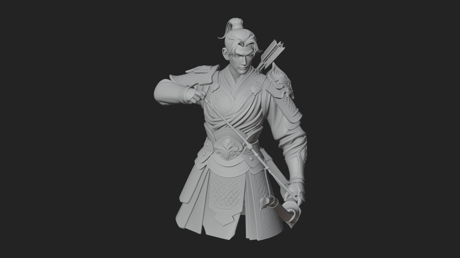 Armored Chinese Archer Statue Design 8 3D Print Model 3D Model