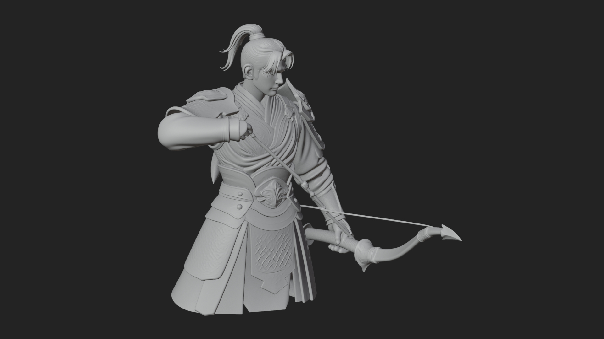 Armored Chinese Archer Statue Design 8 3D Print Model 3D Model