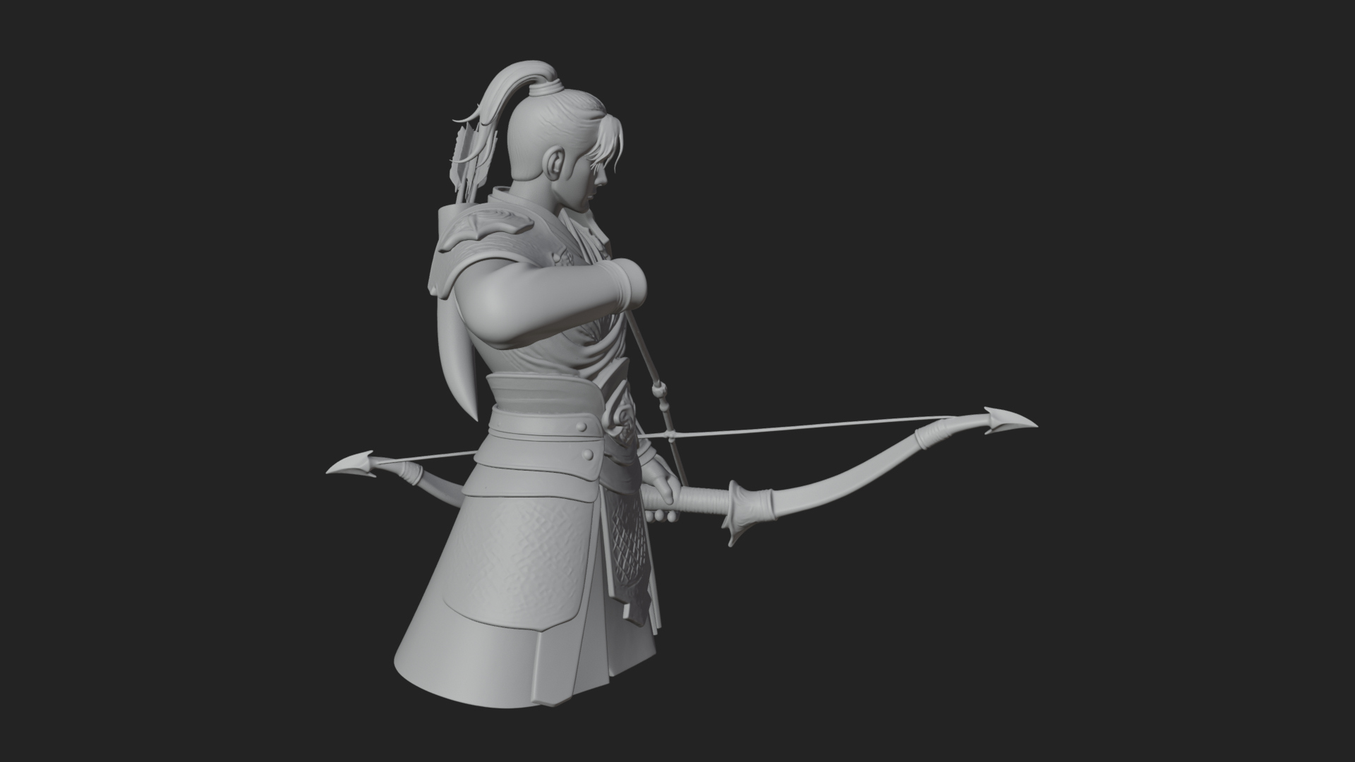 Armored Chinese Archer Statue Design 8 3D Print Model 3D Model