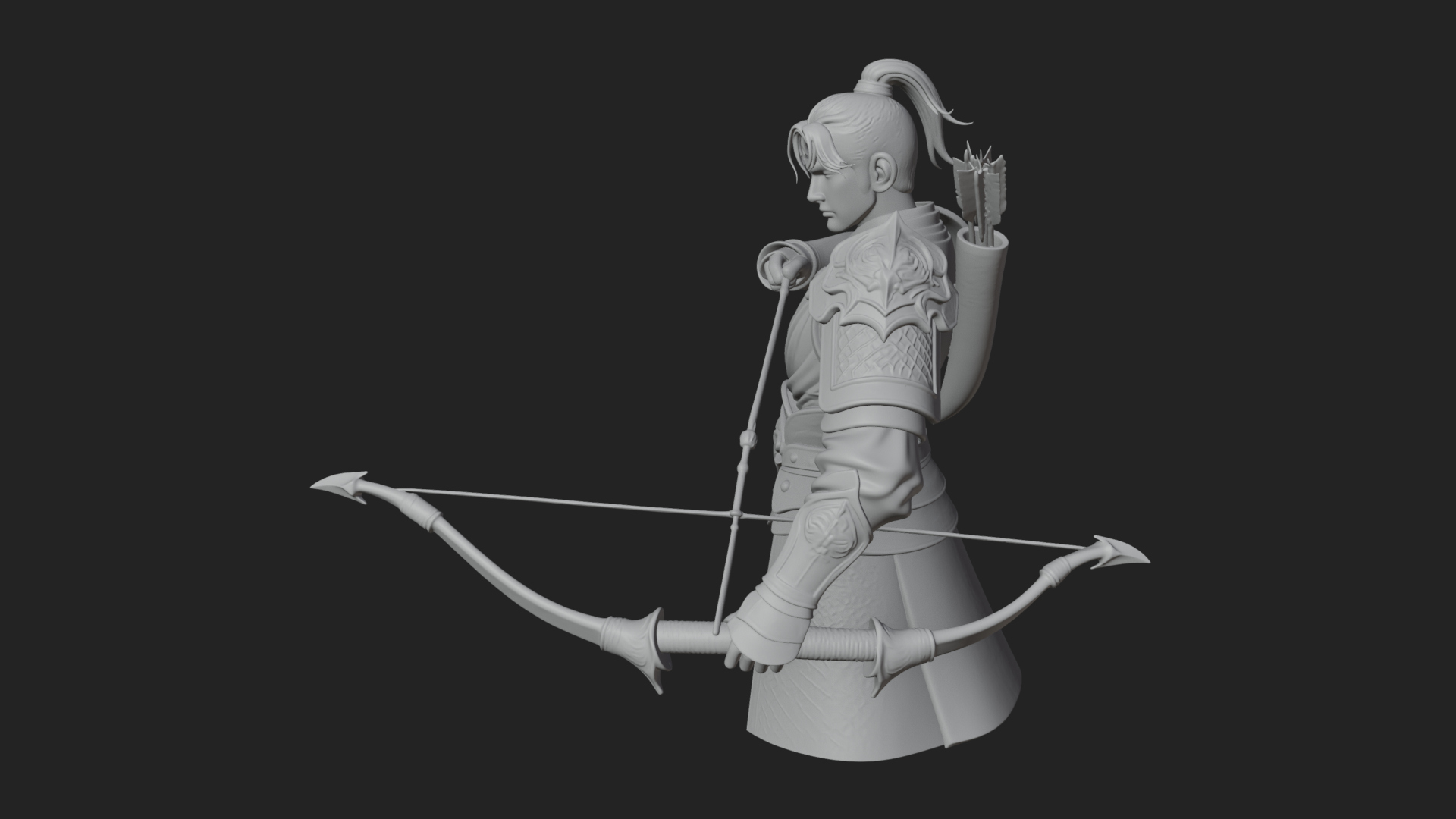 Armored Chinese Archer Statue Design 8 3D Print Model 3D Model