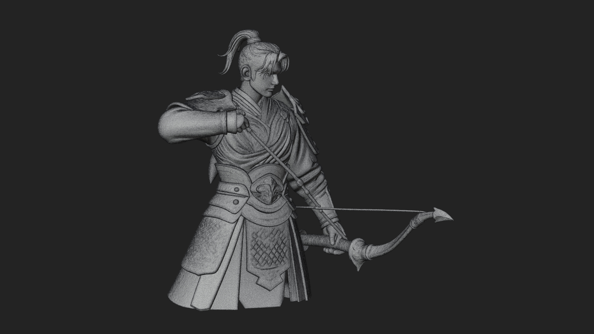 Armored Chinese Archer Statue Design 8 3D Print Model 3D Model