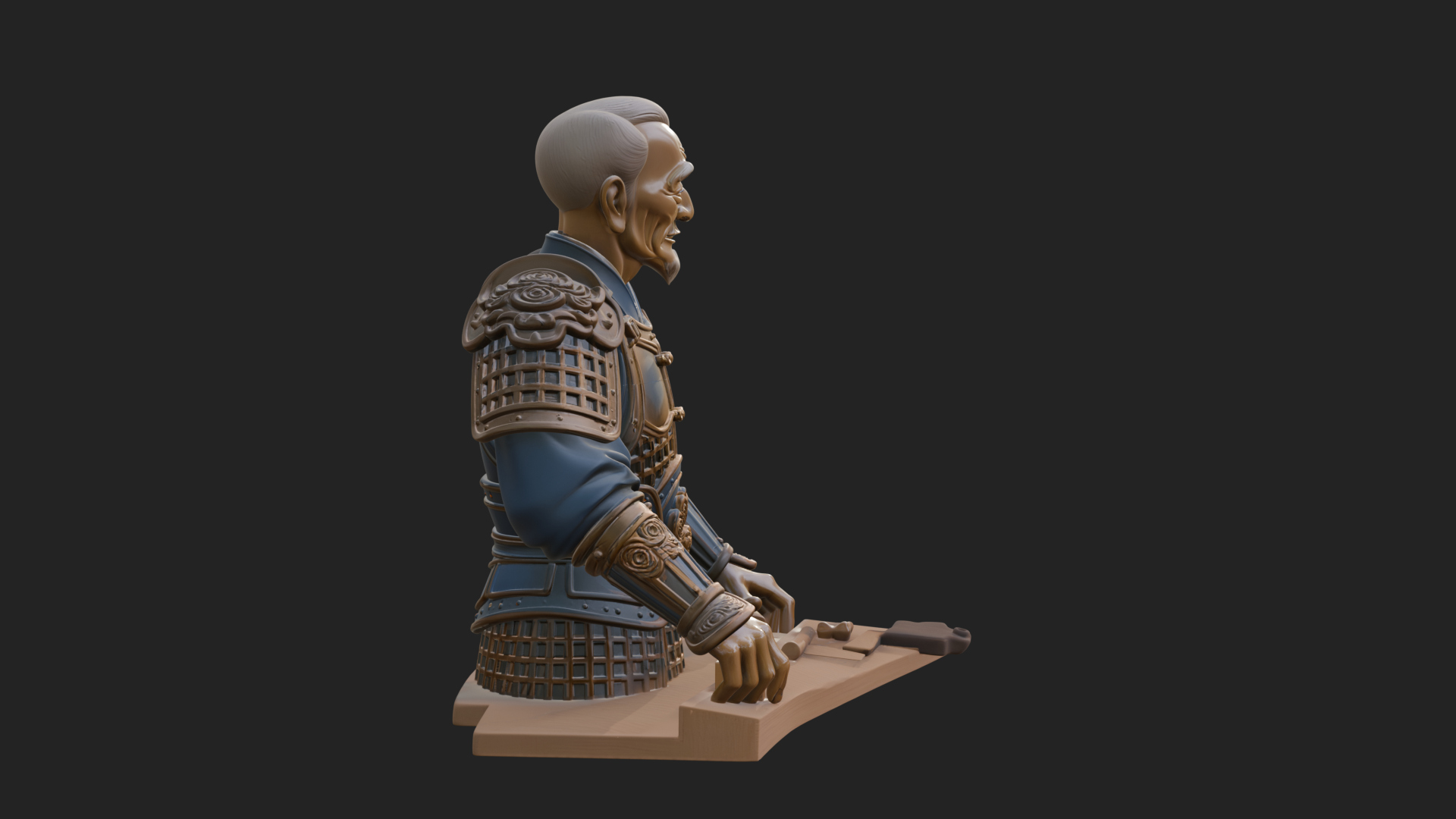 Armored Craftsman Bust Statue Design 1 3D Print Model 3D Model