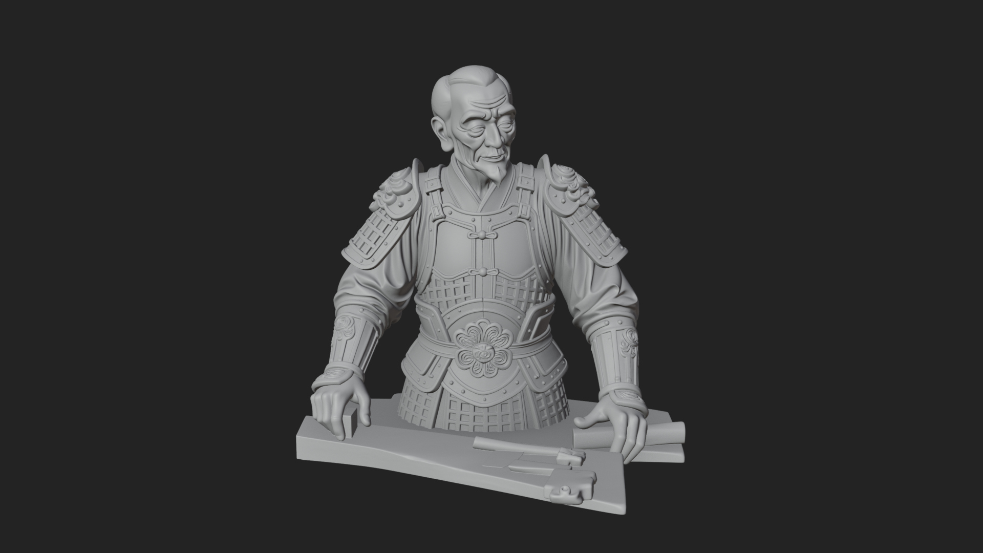Armored Craftsman Bust Statue Design 1 3D Print Model 3D Model