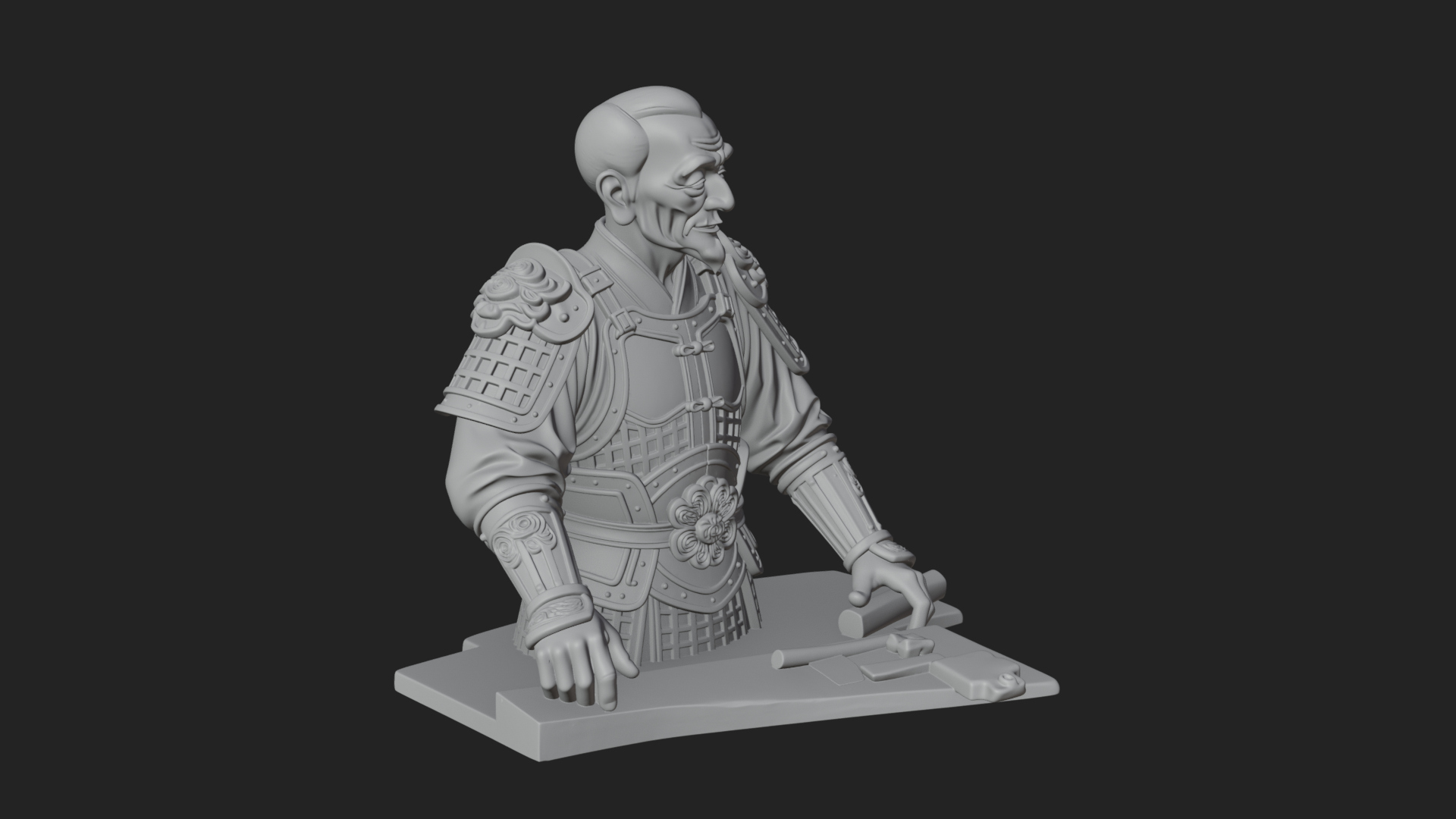 Armored Craftsman Bust Statue Design 1 3D Print Model 3D Model
