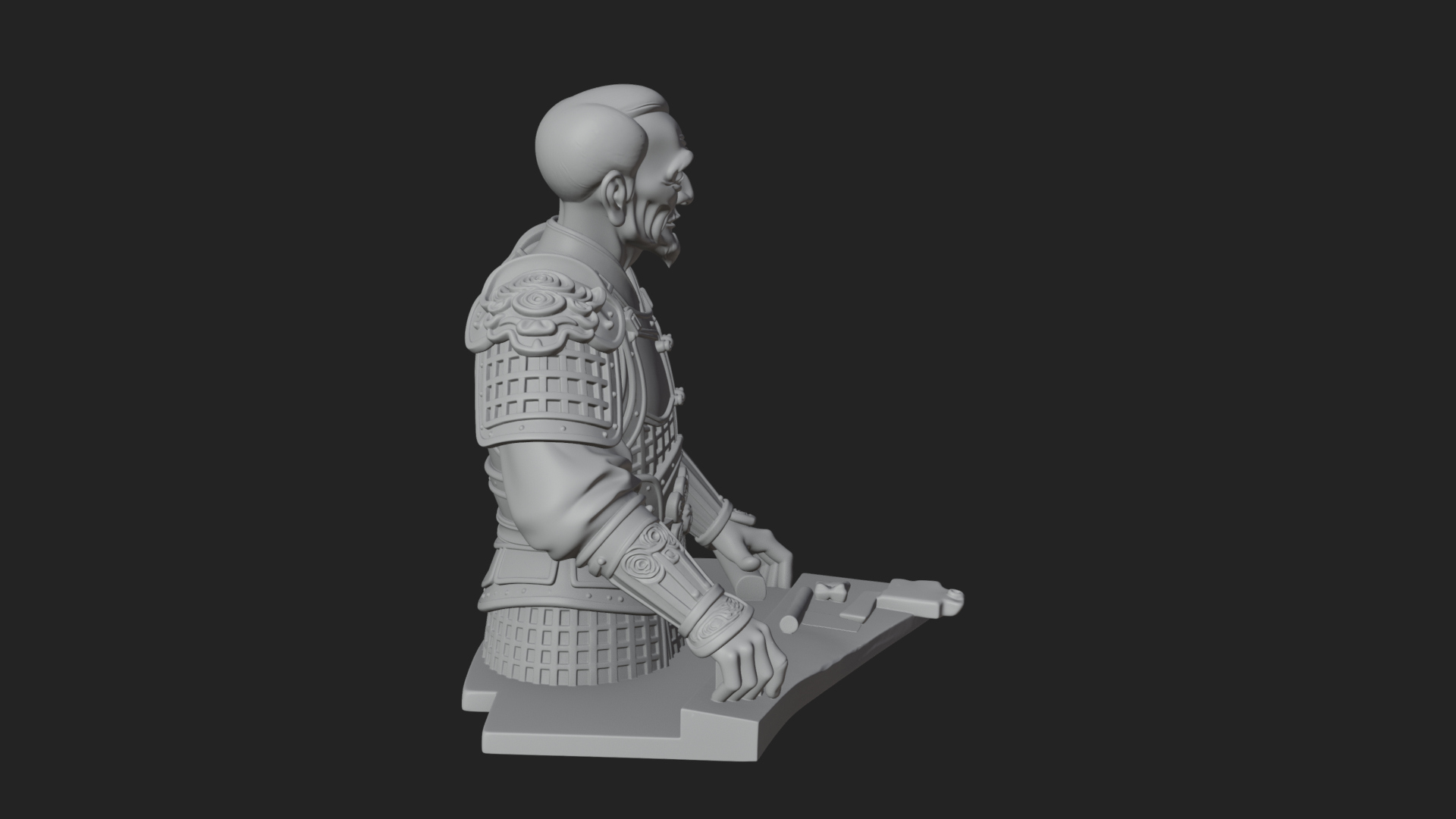 Armored Craftsman Bust Statue Design 1 3D Print Model 3D Model
