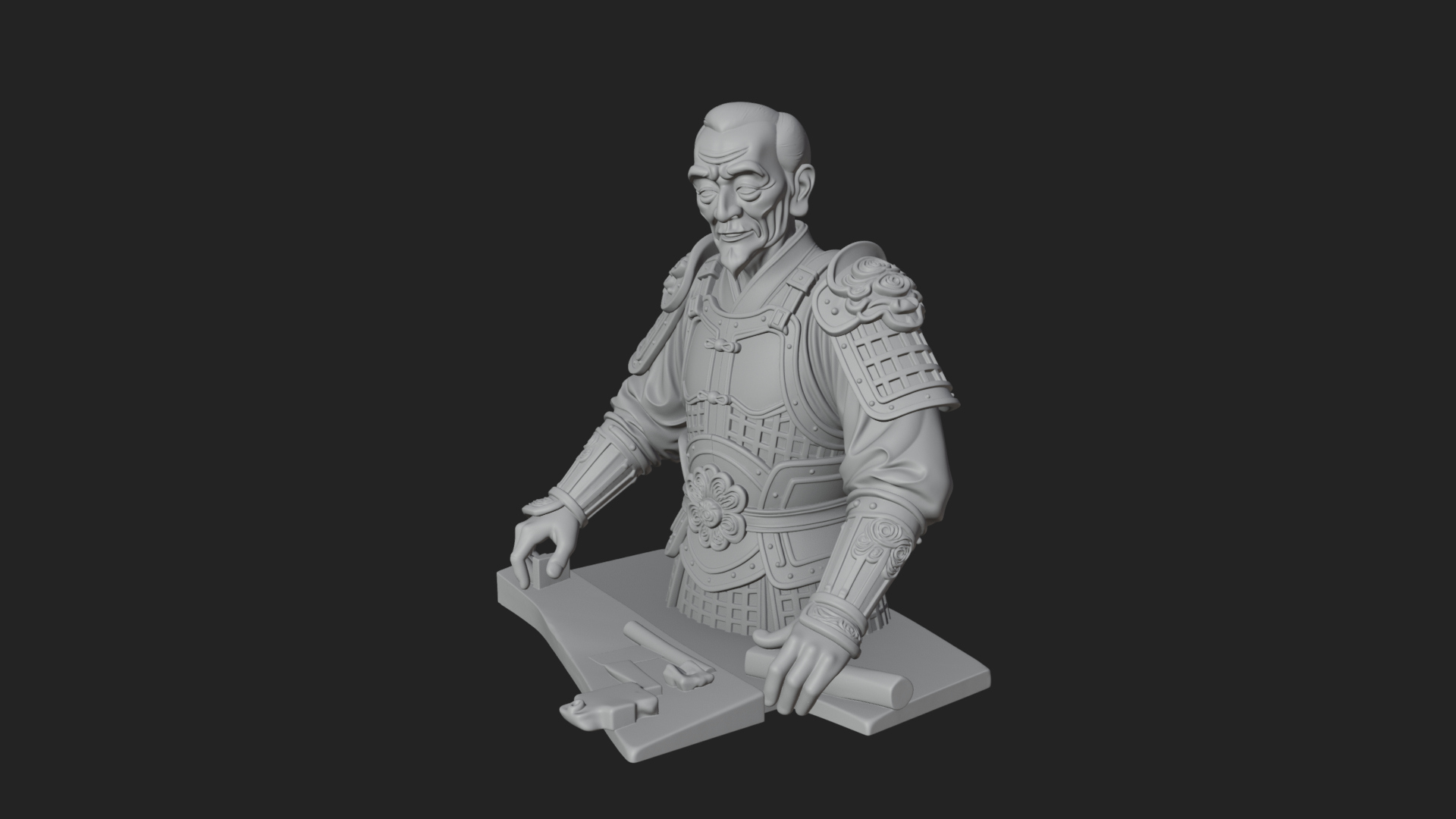 Armored Craftsman Bust Statue Design 1 3D Print Model 3D Model