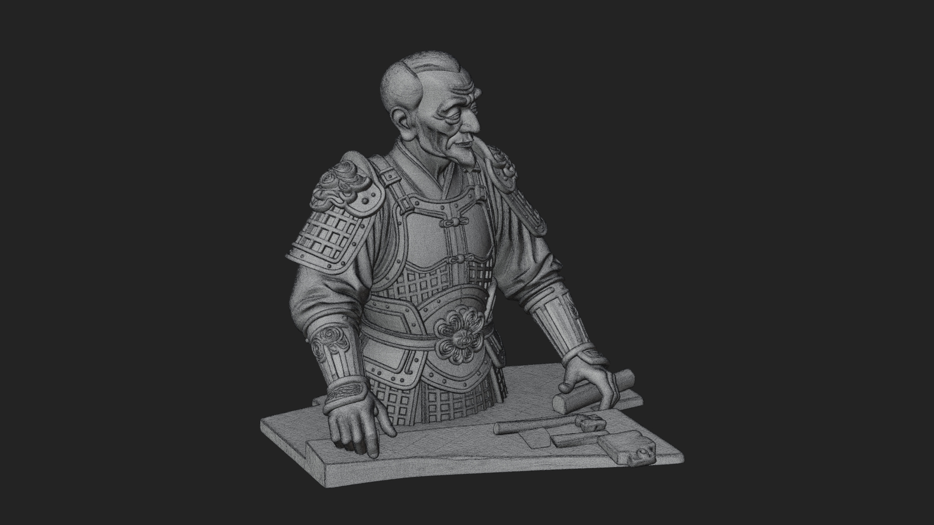 Armored Craftsman Bust Statue Design 1 3D Print Model 3D Model