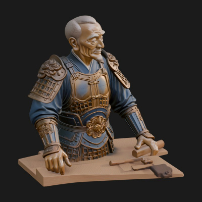 Armored Craftsman Bust Statue Design 1 3D Print Model