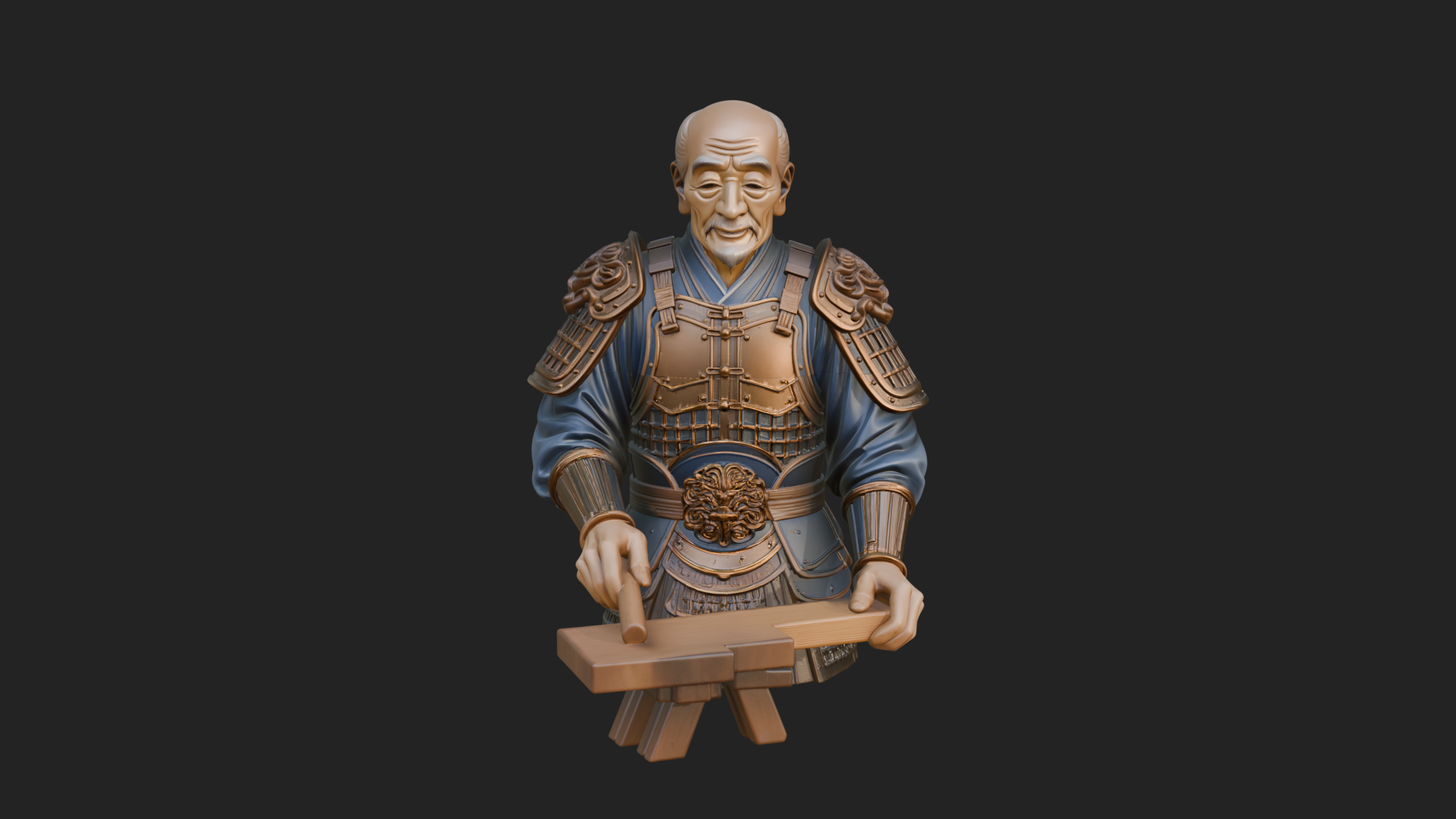 Armored Craftsman Bust Statue Design 2 3D Print Model 3D Model