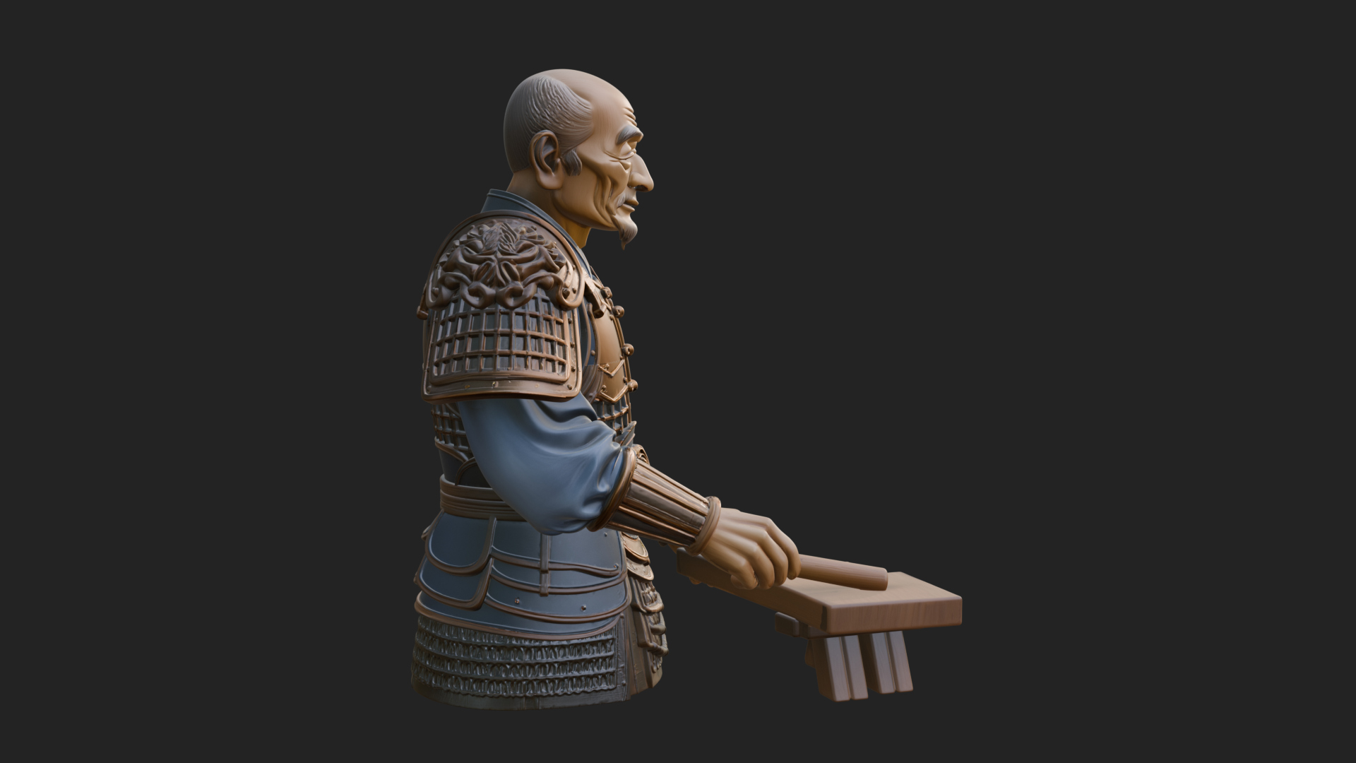 Armored Craftsman Bust Statue Design 2 3D Print Model 3D Model