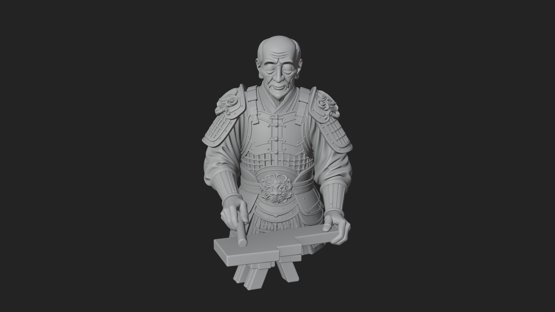 Armored Craftsman Bust Statue Design 2 3D Print Model 3D Model