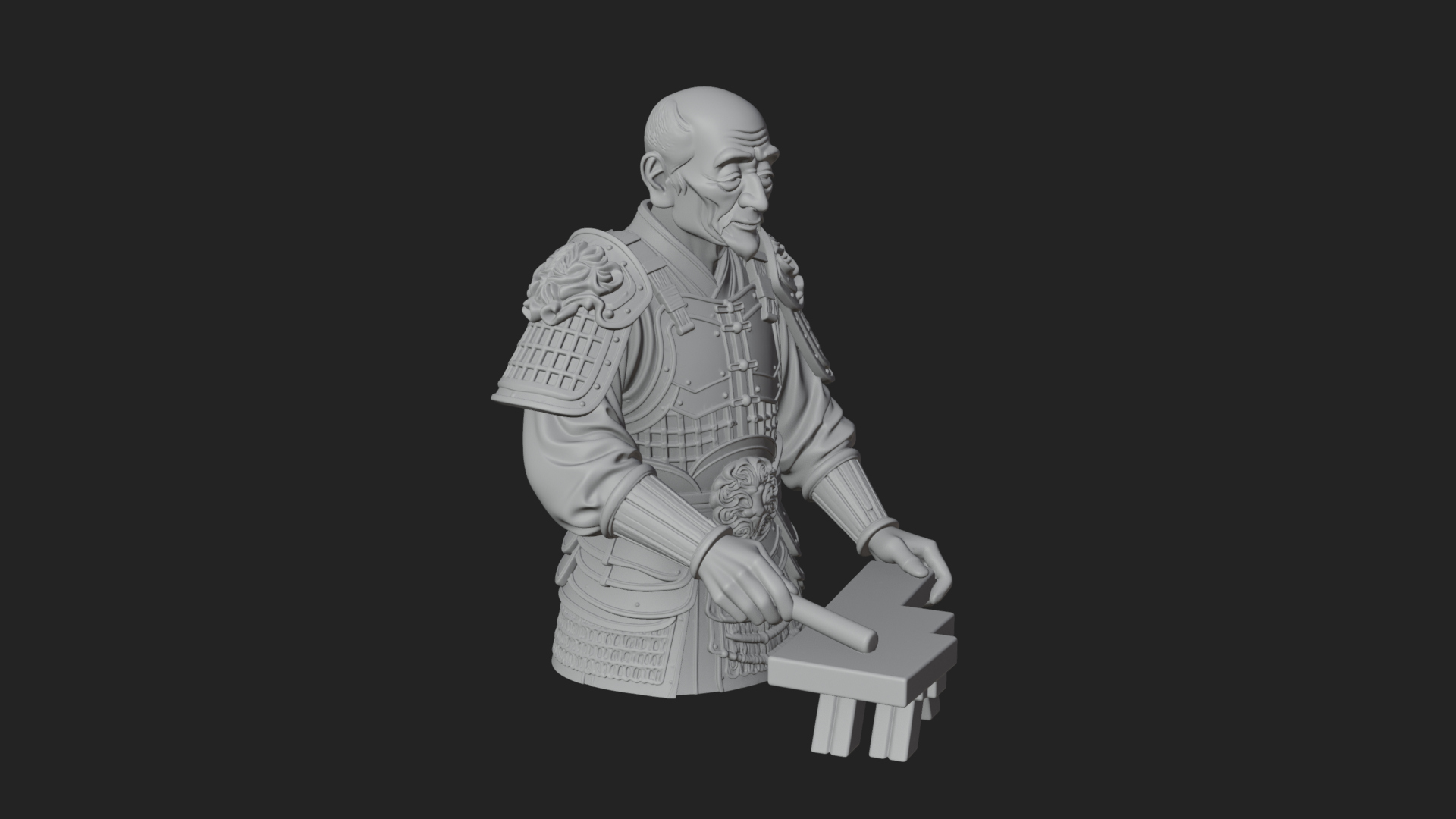 Armored Craftsman Bust Statue Design 2 3D Print Model 3D Model