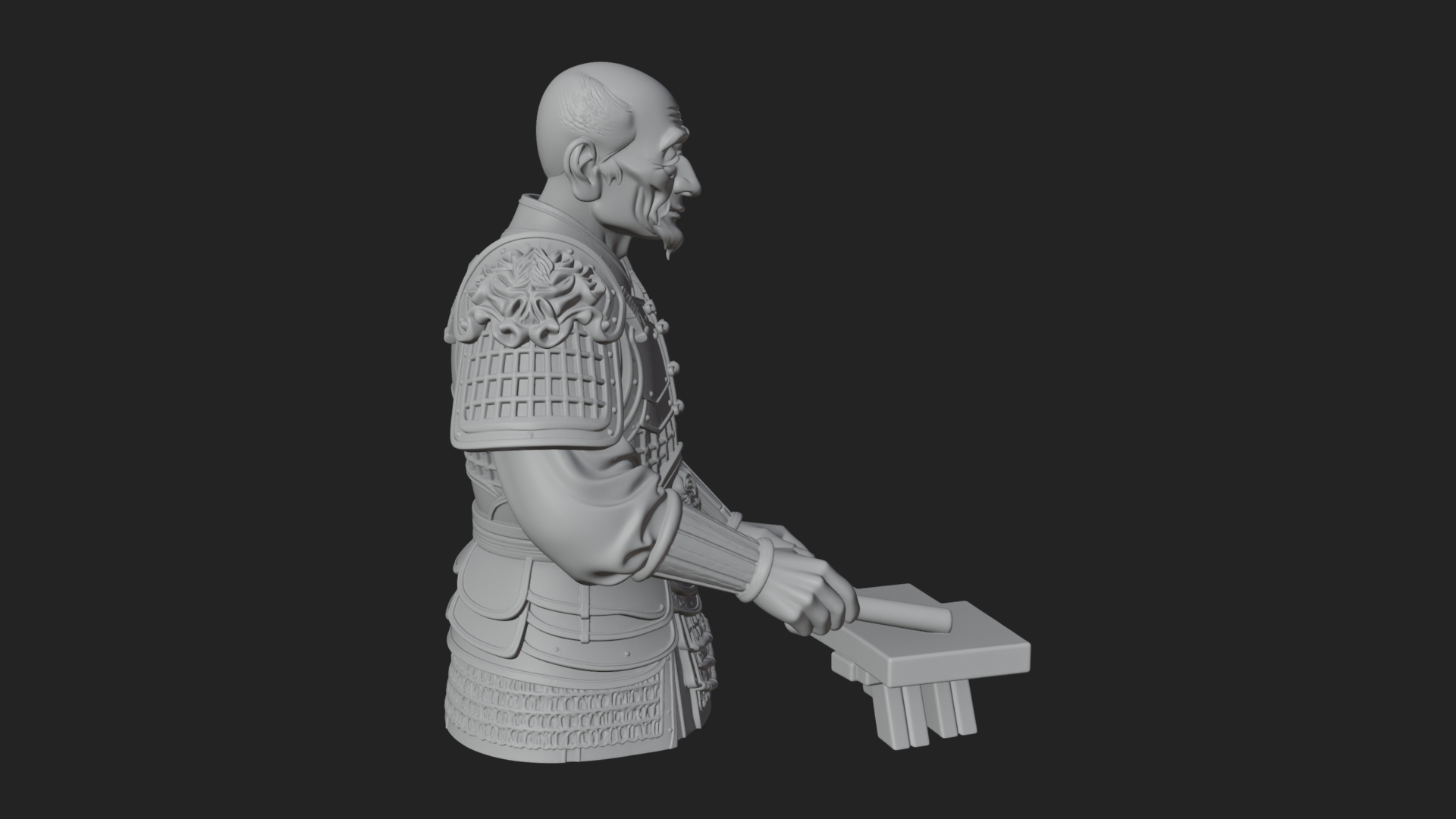 Armored Craftsman Bust Statue Design 2 3D Print Model 3D Model