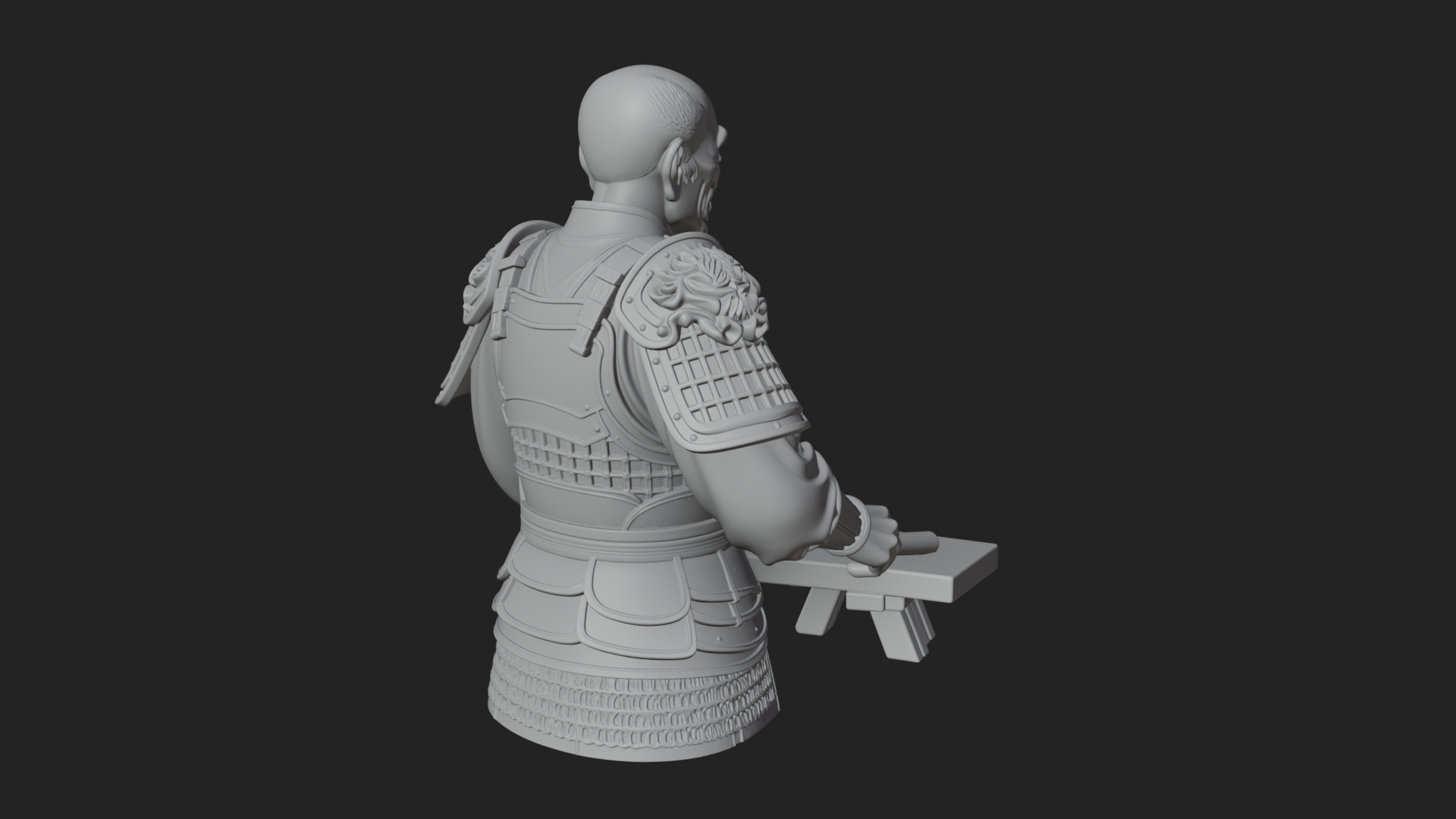 Armored Craftsman Bust Statue Design 2 3D Print Model 3D Model