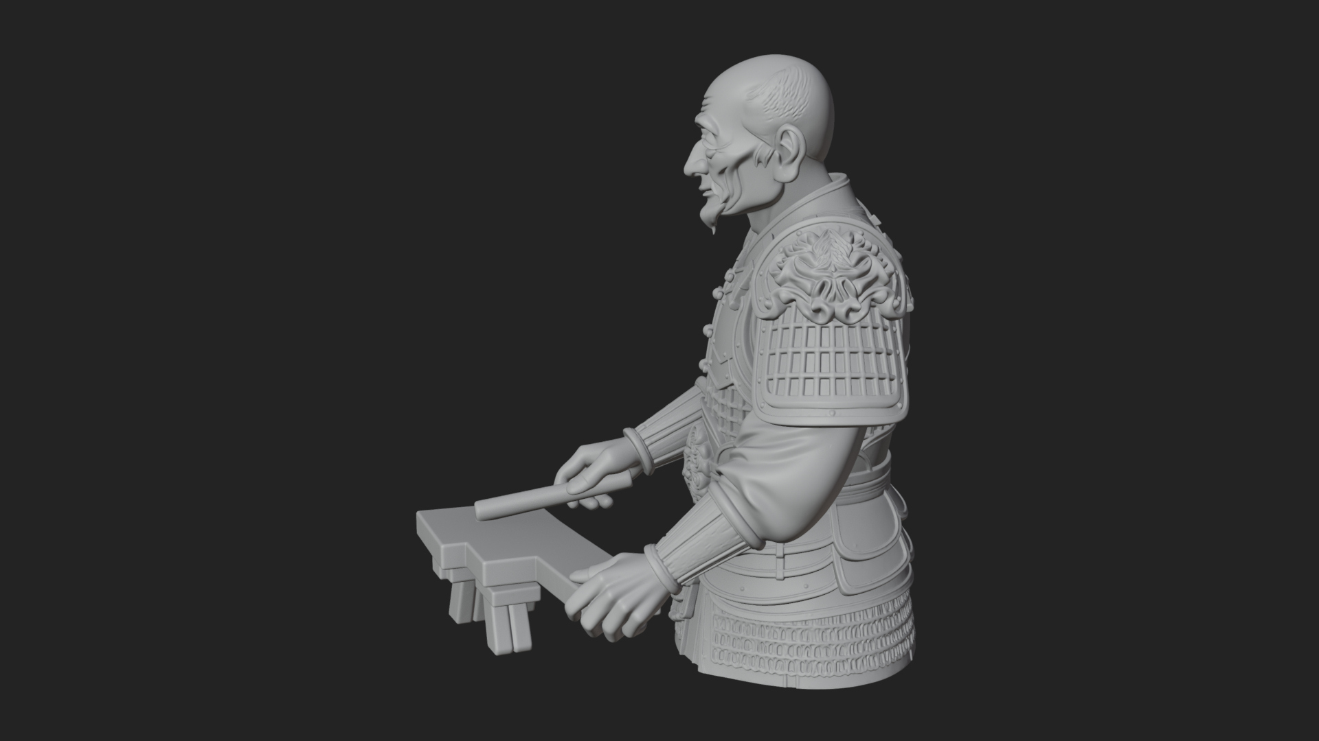 Armored Craftsman Bust Statue Design 2 3D Print Model 3D Model