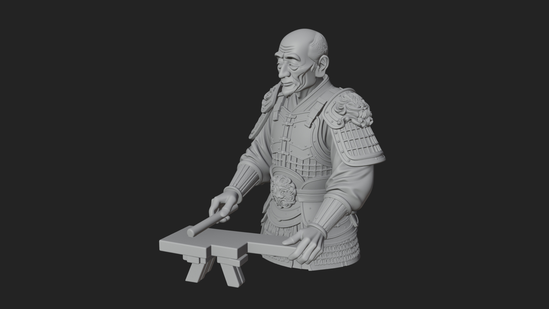 Armored Craftsman Bust Statue Design 2 3D Print Model 3D Model