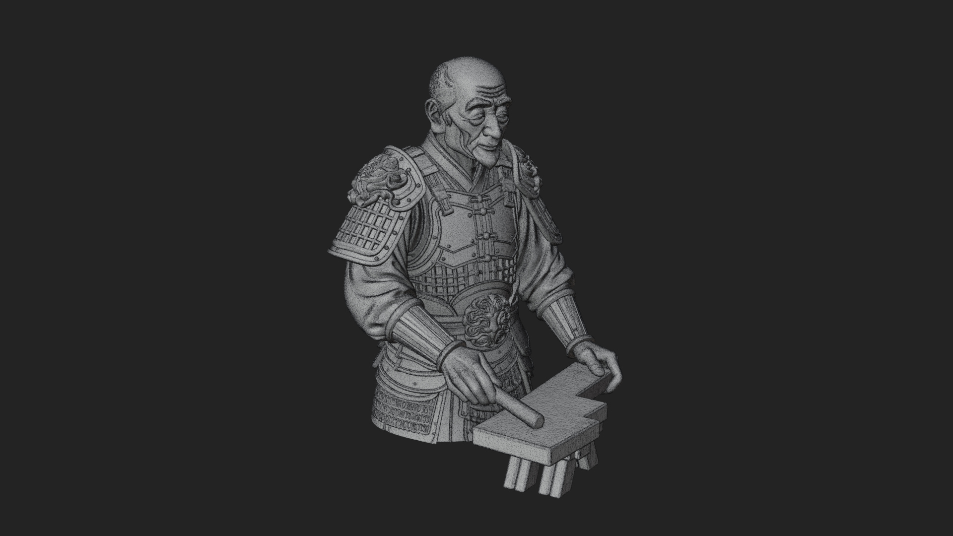 Armored Craftsman Bust Statue Design 2 3D Print Model 3D Model