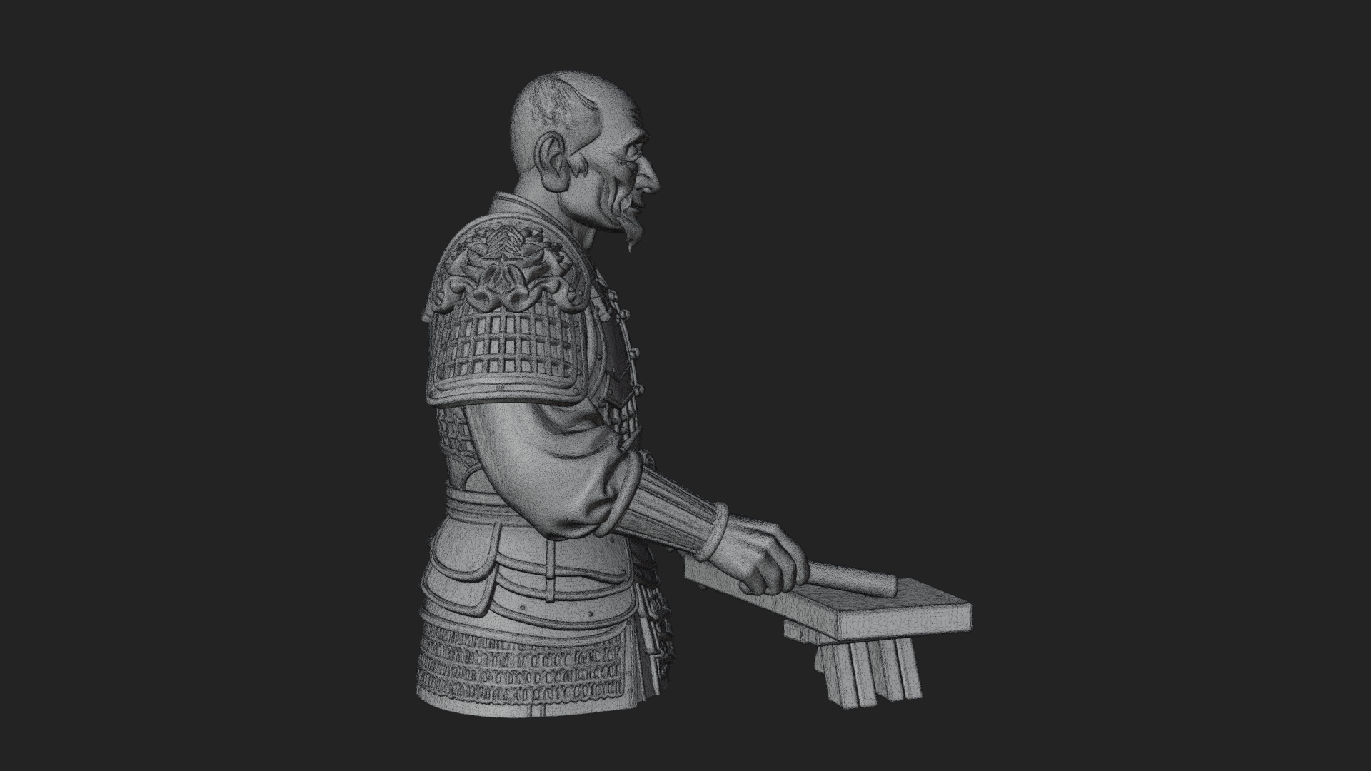 Armored Craftsman Bust Statue Design 2 3D Print Model 3D Model