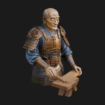 Armored Craftsman Bust Statue Design 2 3D Print Model