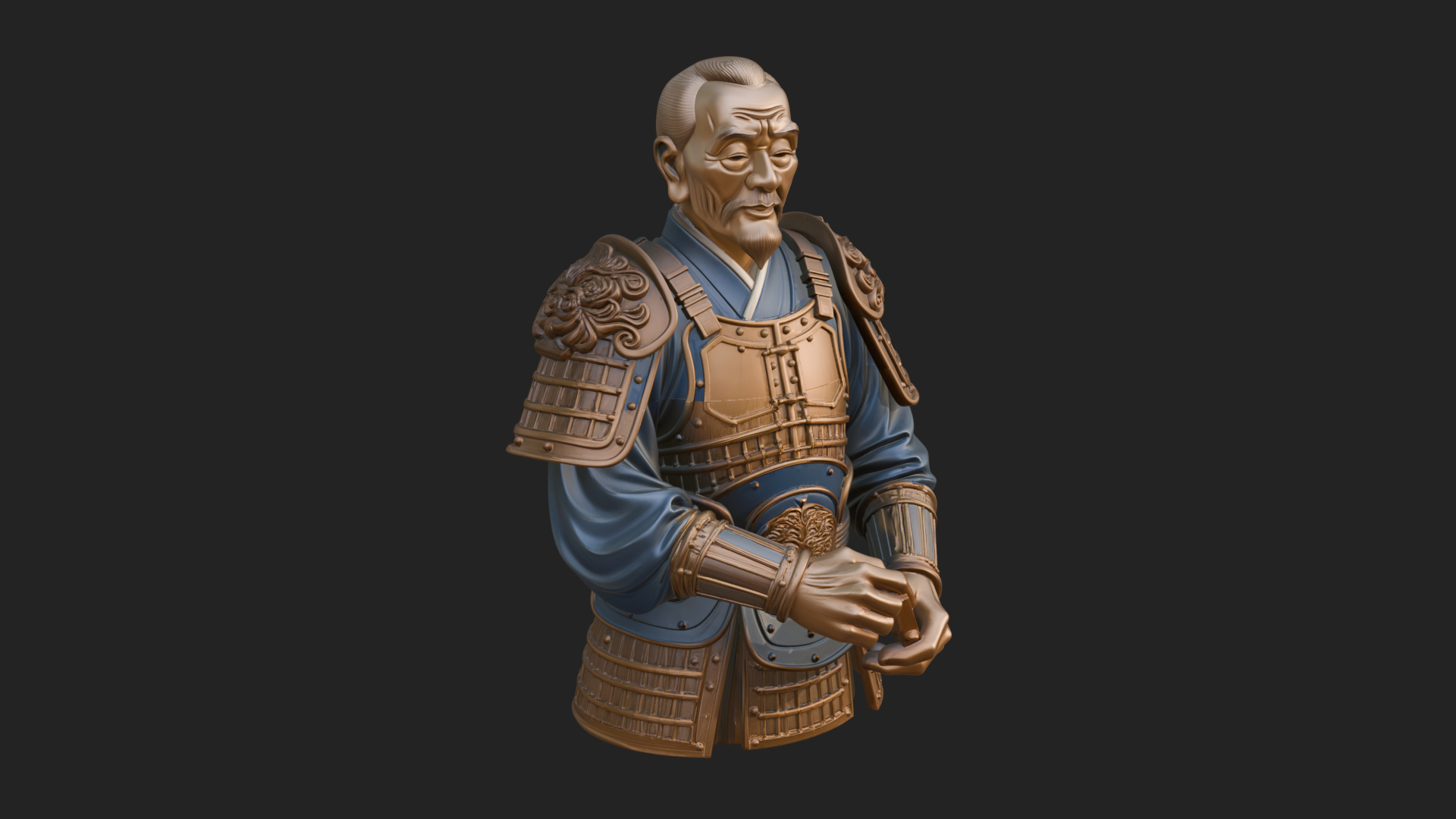 Armored Craftsman Bust Statue Design 3 3D Print Model 3D Model